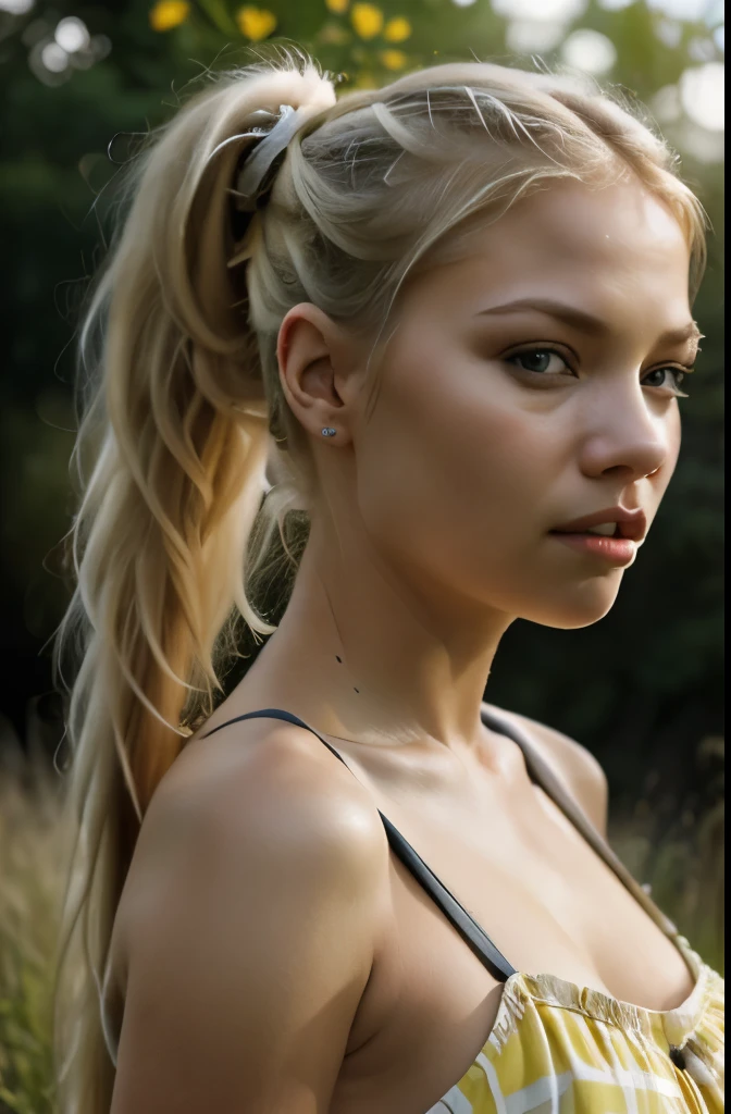photorealistic,realistic, solo, photorealistic, best quality, ultra high res, 1girl,, , blonde hair in a ponytail, wearing a yellow sundress, breeze blowing through the grass,, , 1girl,, beautiful, masterpiece, best quality, extremely detailed face, perfect lighting, 1girl, solo,, , best quality, ultra high res, photorealistic,, ultra detailed,, masterpiece, best quality, , nancy1,
