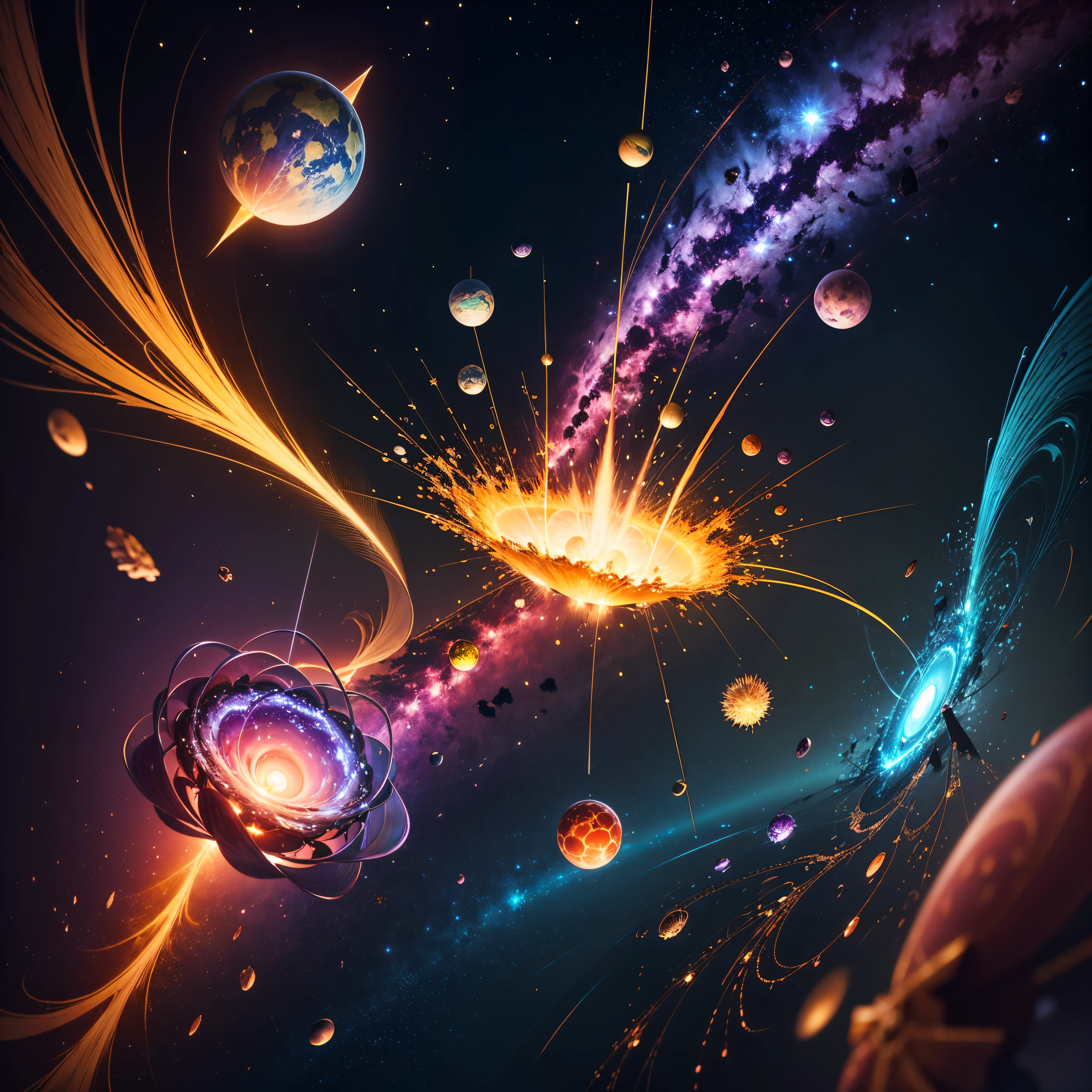 Astronaut:1.4 New Chat 2023-12-22 00:22:57 From the atom to the galaxy 2023-12-22 00:23:59 The universe is made up of a huge variety of objects, from the smallest atom to the largest galaxies. Atoms are the basic units of matter. They are composed of a central nucleus, which contains protons and neutrons, surrounded by electrons orbiting around it. Atoms combine to form molecules and compounds, which are the basis of chemistry and life. The molecules, in turn, combine to form cells, which are the basic units of life. Cells organize themselves into tissues, organs, and systems, forming the human body and that of other animals and plants. In addition, there are other subatomic particles, such as quarks and leptons, that are studied in particle physics. As we move away from the subatomic world, we encounter the planets and stars. Our solar is made up of the Sun, planets, asteroids, comets, and other objects. Stars, in turn, cluster into galaxies, which are huge structures containing billions of stars, as well as nebulae, star clusters, and black holes. The entire universe is filled with galaxies that cluster into superclusters and form a vast cosmic web. And there's still so much more to discover and explore beyond what we know to date masterpiece meticulously intricate ultra_high-details extreme improved ultra_high-quality ultra_high-res ultra_photo-realistic optimal ultra_sharpness perfection accurate volumetric Lightning contrast global illumination cgi vfx sfx reflex Octane_rendered ultra_high-def UHD XT3 DSLR HDR romm rgb pbr 3dcg fxaa blu-ray vivid colors-coded anti-aliasing fkaa txaa rtx ssao opengl-shaders glsl-shaders post-processing post-production cell-shading tone-mapping ❤luminescence Heart glow hearth Crystalline earth radiant varies multi etc. --v 5.2 --s 1000 --c 20 --q 20