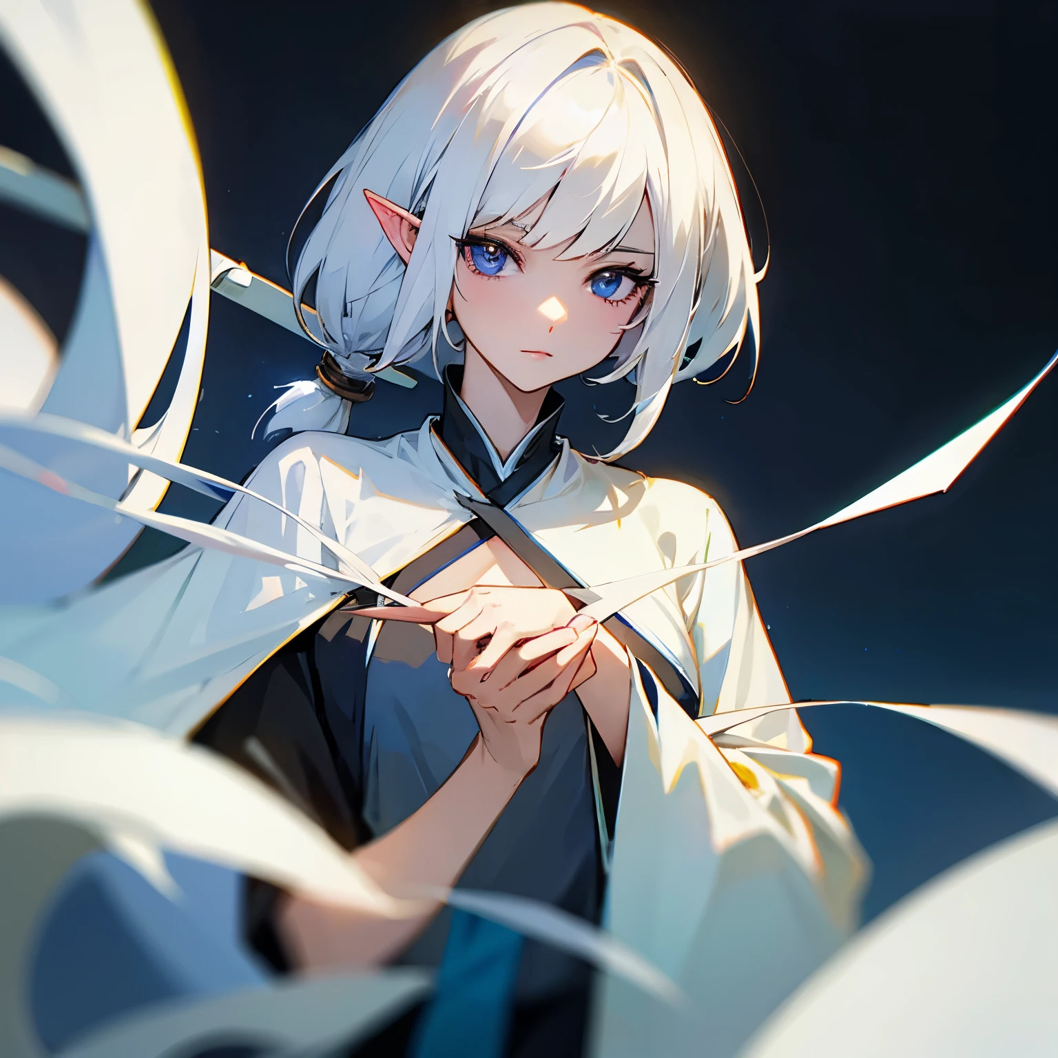 Freelen white hair elvish Gamine anime illustrated