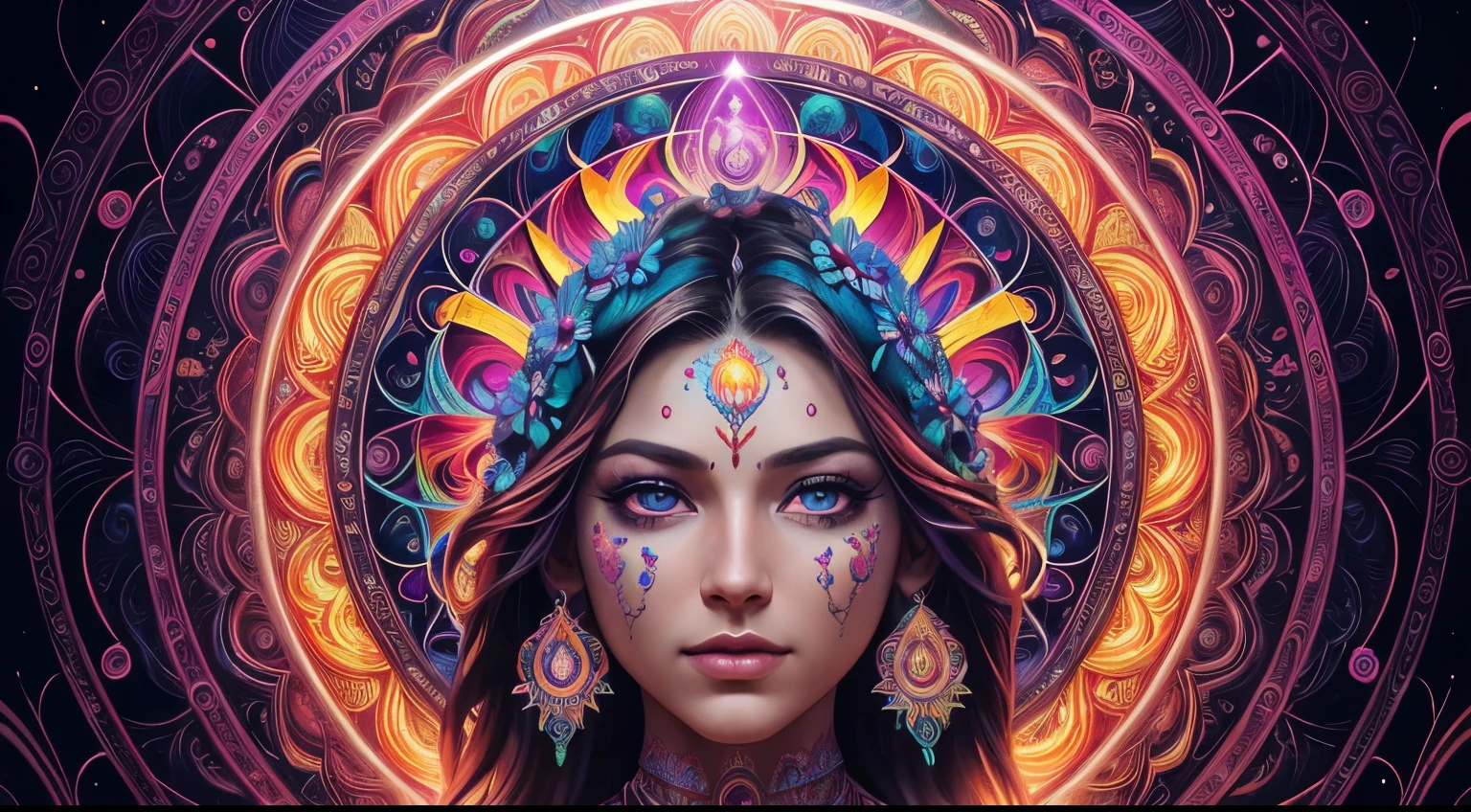 ((Chakras)) (Alex Grey) (View from above) (Hindu chakras)a painting of a woman with a face made of flowers, intricate digital painting, karol bak uhd, digital painting | intricate, dan mumford and alex grey style, anna dittman, psychedelic goddess, airbrush digital art, hyper detailed visionary art, hyper - detailed visionary art, vibrant digital painting, 4k highly detailed digital art, ((psychedelic)) (Best Quality) (Trippy), (Mandalas) psychedelic dream, DMT vision, DMT trip, ???, psychedelic patterns, (Vibrant) prismatic colors, vivid colors, flowing, mixing, HDR,4K, dream like, Anticrepuscular Rays, Goddess, (Fractals)