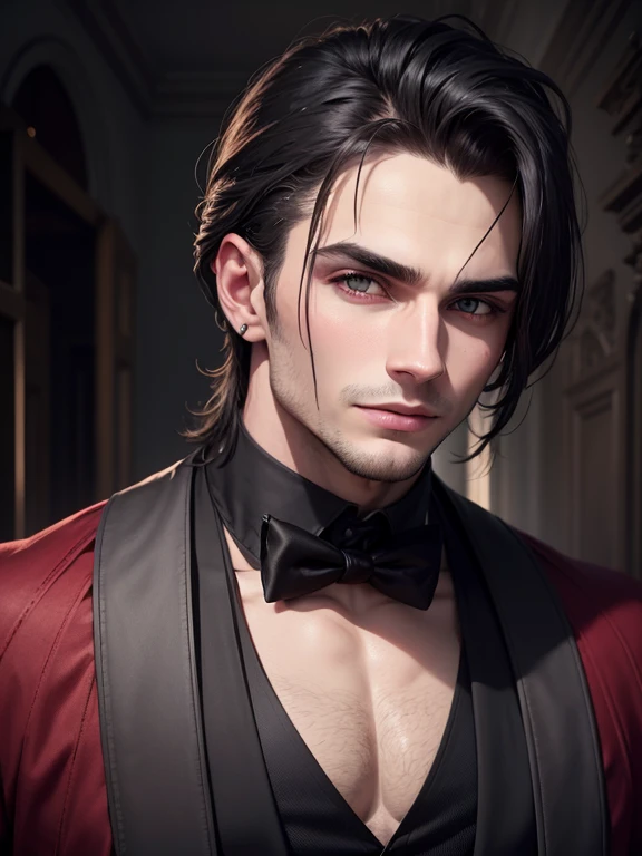 Elias Cain is an enigmatic and seductive figure, whose appearance mesmerizes at first glance. Seus cabelos negros e desgrenhados parecem capturar as sombras da noite, falling wildly over his forehead and reaching for his shoulders. His golden eyes have an intense and mysterious glow, as if they kept centuries of dark secrets.
Eli's face is sculpted with striking features, an angled jaw and high cheekbones. His pale skin seems to glow in the moonlight., further enhancing its air of mystery. Seu sorriso, raramente visto, it is subtle and loaded with hidden meanings.
His stature is elegant and athletic, reflecting his supernatural strength. Every movement is fluid and controlled, conveying a sense of restrained power. His posture is erect, with an air of confidence that blends with the melancholy that sometimes hangs around him.
As for dress, Eli prefers dark, well-cut suits that accentuate his commanding presence. Os trajes parecem feitos sob medida para sua figura esguia, combinando perfeitamente com seu estilo sofisticado. Ele usa camisas de cores escuras e gravatas discretas, avoiding drawing too much attention to yourself, embora seu magnetismo natural acabe fazendo-o destacar-se em qualquer ambiente.
Eli is a portrait of mystery and depth, with a touch of vulnerability behind its imposing façade. His presence is an intriguing combination of darkness and charm, uma figura que atrai e assombra ao mesmo tempo.