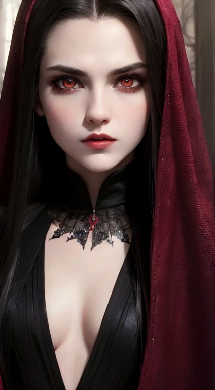 Volturi, Aro, Vampire Girl, red-eyes, there's desire in the look, higly detailed, Painting for the competition, Correct facial features, super detaill