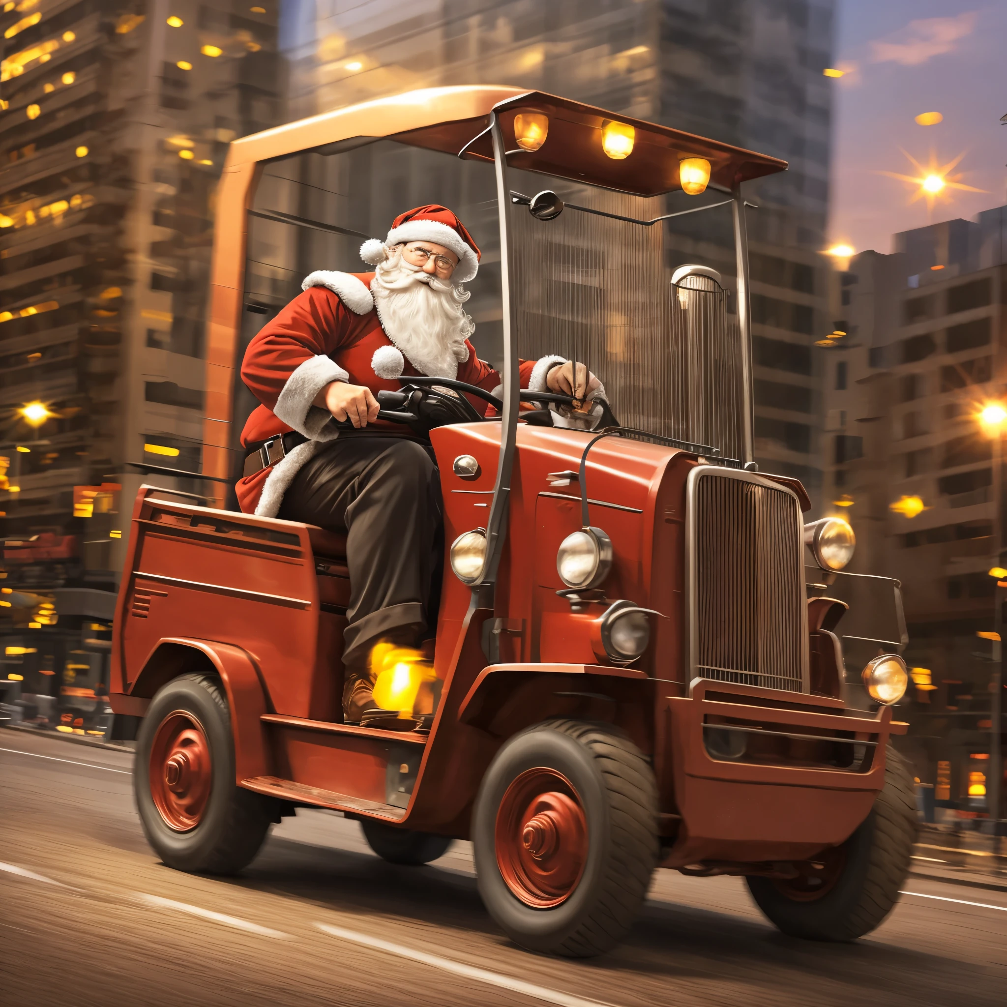 Santa Claus on a forklift sleigh --auto --s2