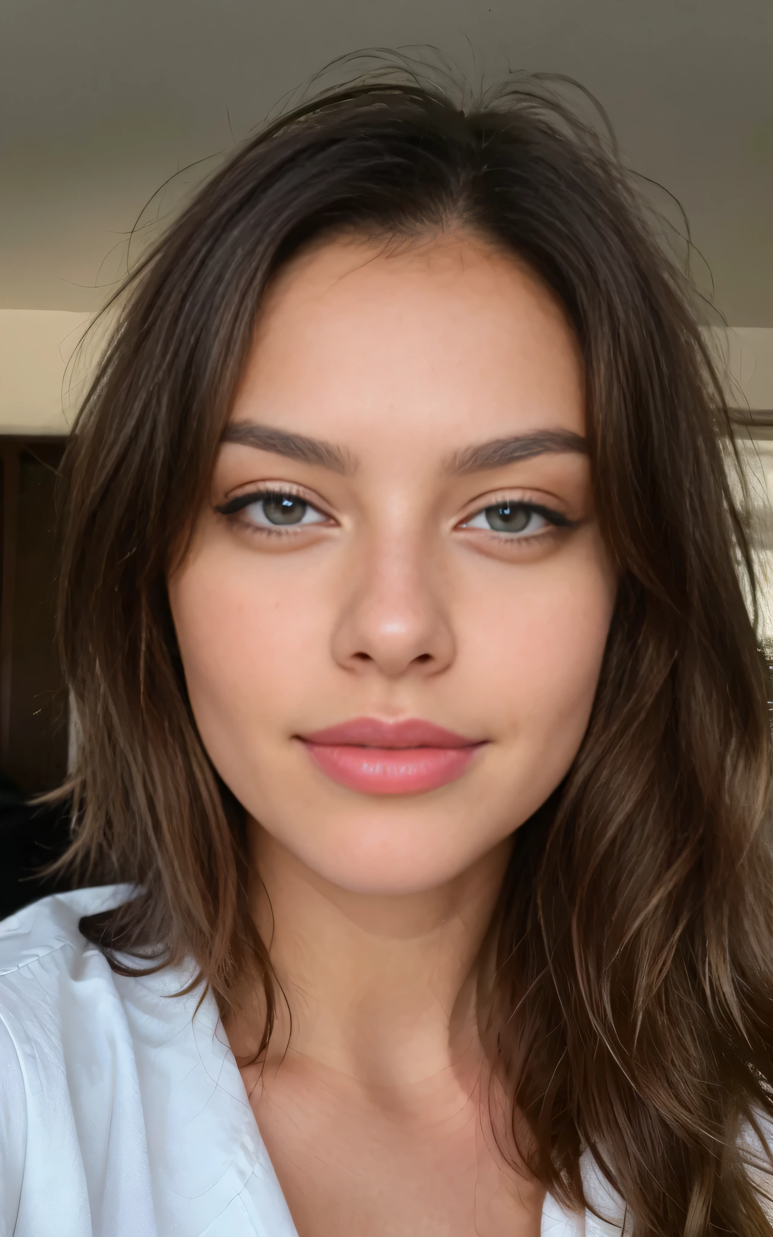 Jolie belle blonde latino-francaise  faisant un selfie en regardant la camera de fasse , Selfie, décolleté, highly detailed, 14 ans, visage innocent, naturally wavy hair, yeux bleus, high resolucion, tmasterpiece, Meilleur Qulaity, intricate high detail, highly detailed, mise au point nette, detailed skin, realistic skin texture, texture, detailled eyes, professionnel, 4K, sourire charmant, prise avec Canon, 85 mm, Light depth of field, Kodak Vision Couleur, perfect fit body, extremly detailed, photographier_\(ultra\), photographierréaliste, Realstic, Post-traitement, maximum details, roughness, real life, ultrarealistic, photorealism, photographie, 8K UHD, photographie