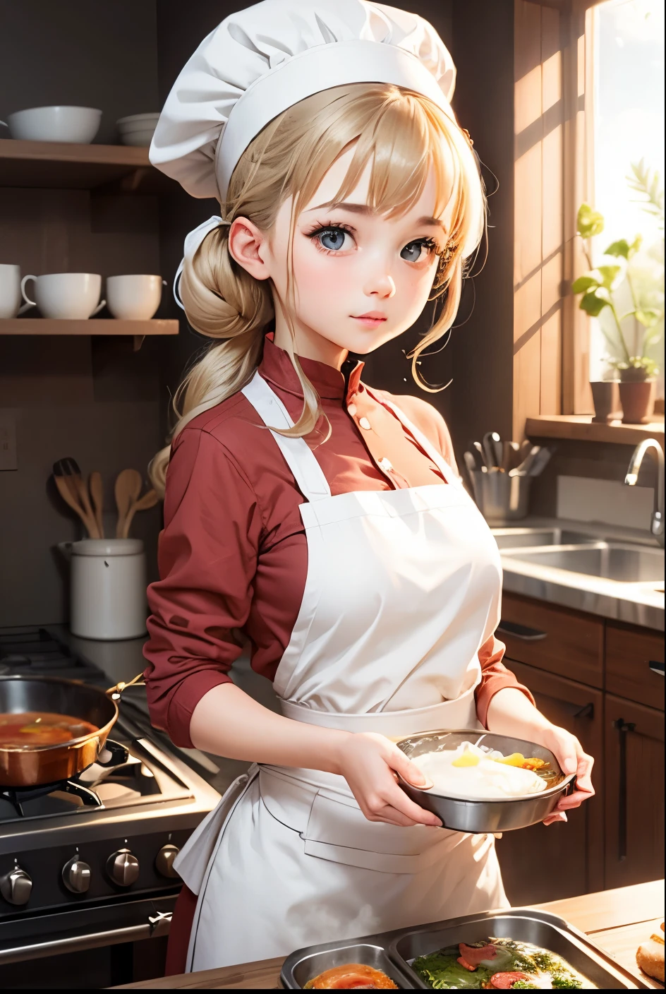 cute girl, cook