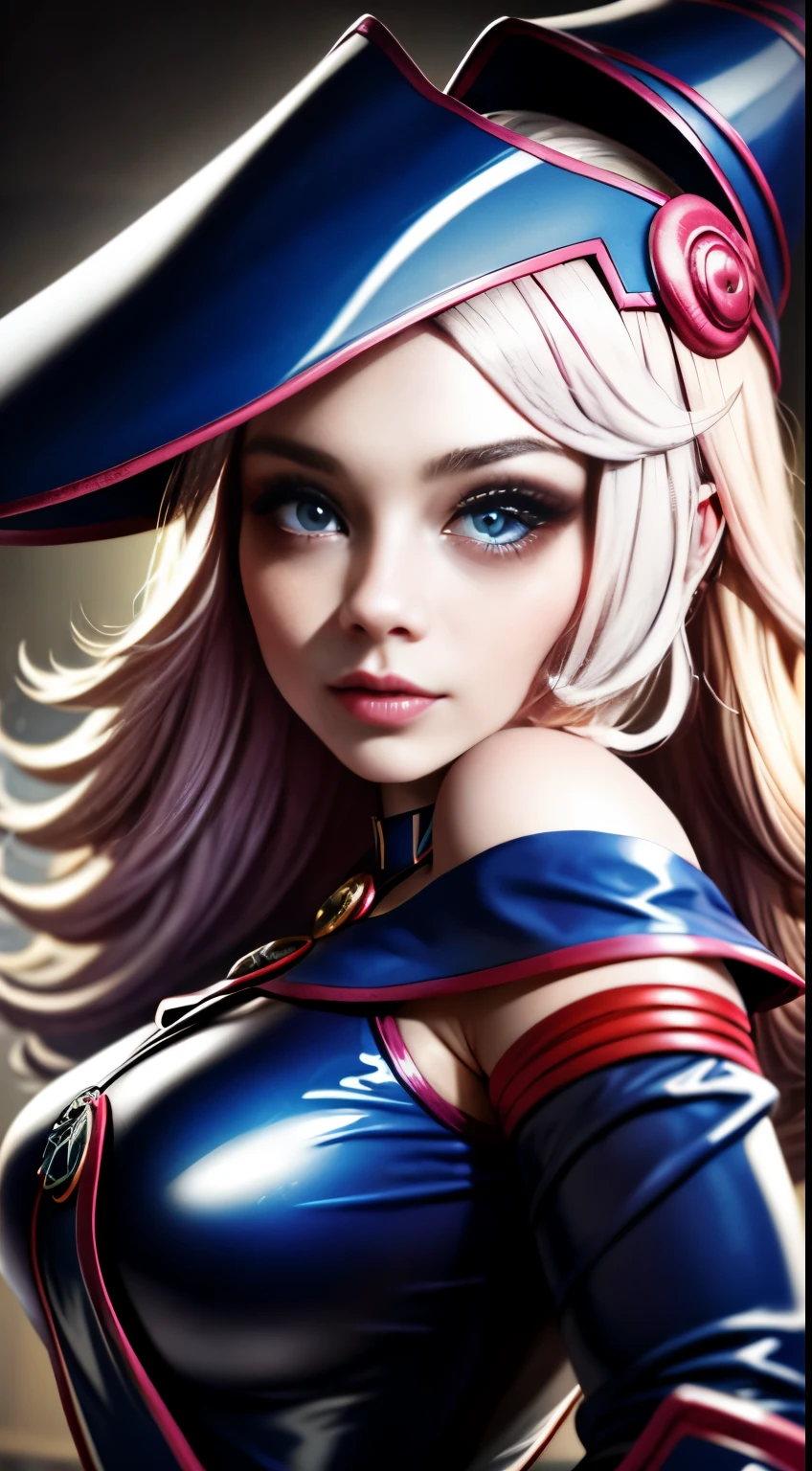 (obra maestra、highest qualityr:1.5), retrato solo de cara, ampliado en la cara, foto de la cara, Cara detallada, Mano bonita, rubor brillante, labios carnosos y detallados, bolsas en los ojos, lashes, small shiny nose, colas de caballo rubias dobles, Retrato de la parte superior del cuerpo, Cara muy detallada, Foto HD 4K, sombreado, Perfectos ojos azules detallados, ((Ana Takamaki)), tight red latex jumpsuit, Guantes rojos, pechos enormes, escote, fondo negro oscuro, Dim lighting, Pechos grandes y enormes, pechos puntiagudos, cintura delgada,