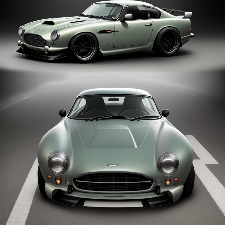 aston martins db 20 com body kit liberty walk na rua , lateralmente , roda orbital , 1 carro , actual proportion , painting and aerodynamics of a le man car , car focused on aerodynamics