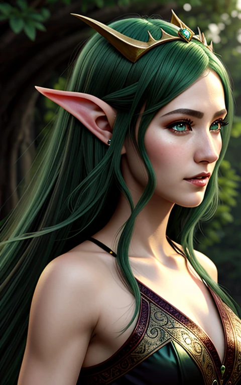 black wizard,image,Background Black。A green hair、绿裙子的女人的法德image, portrait of very beautiful elf, Elf Girl, A portrait of an elf, a A portrait of an elf, Elf Princess, Beautiful wood elves, beautiful and elegant female elf, A portrait of an elf queen, fantasy art style, Elf Princess, Very detailed ArtGerm, beautiful Elf Princess