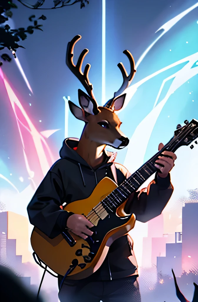 Deer playing electric quitar