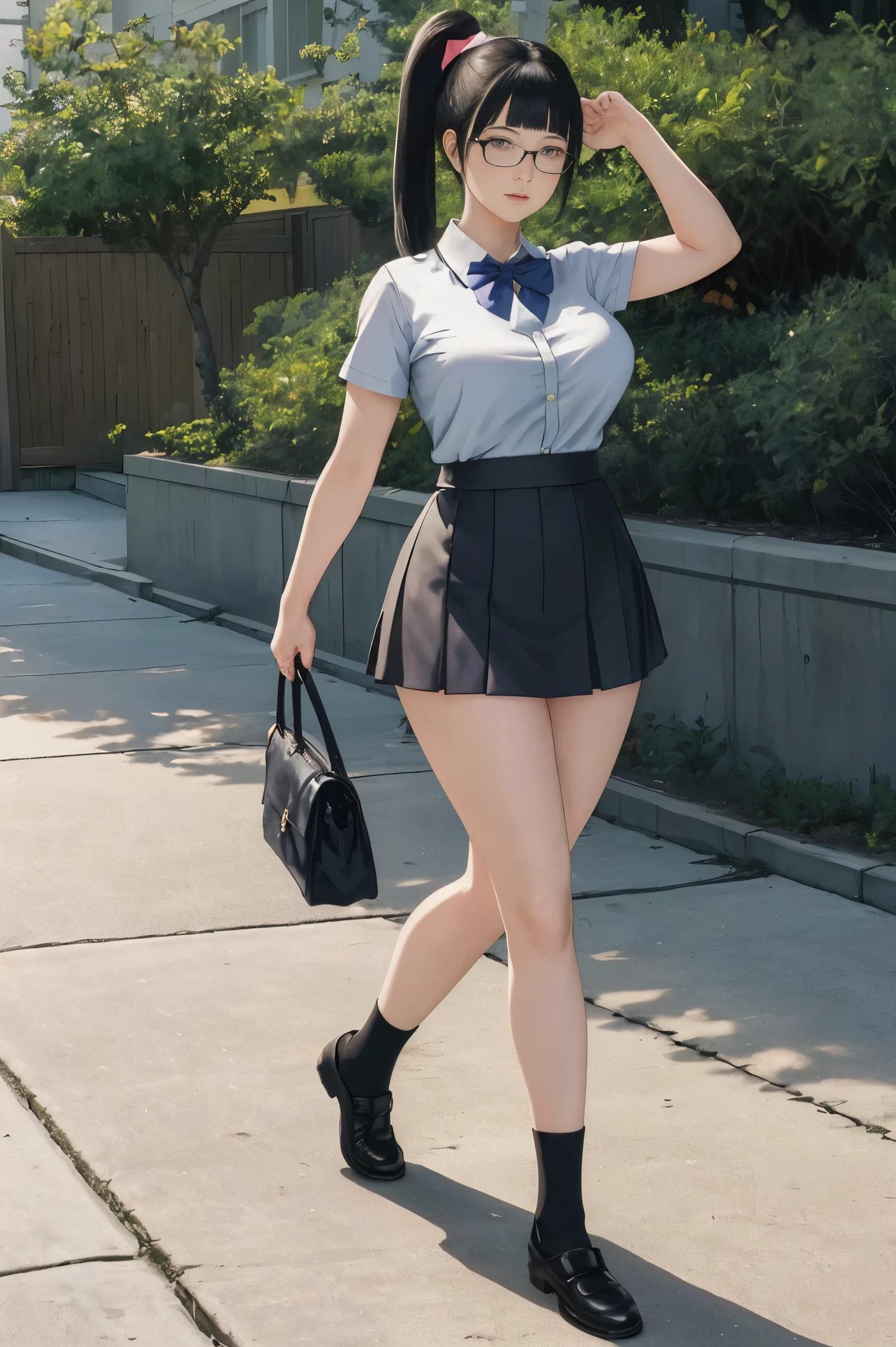 (Best quality:1.1), (Masterpiece:1.2), Highqualityshadow, Beautiful detailed, Beautiful face, Detailed eyes,Depth of field, A high resolution, Best shadow, Best illumination, 1girll, view the viewer
there is a woman in a short skirt and, can see pantie, Short sleeve shirt, high sock, a hyperrealistic schoolgirl, hyperrealistic schoolgirl, realistic schoolgirl, photorealistic anime girl render, photorealistic full body, hyperrealistic full figure, photorealistic perfect body, casual pose, seductive anime girl, smooth anime cg art, Blunt bangs, random pose, random point of view, random pose
anime girl perfect body in a very short skirt and a bow tie posing, a hyperrealistic schoolgirl, realistic schoolgirl, hyperrealistic schoolgirl, full body portrait of a short!, anime full body illustration, wearing short skirt, wearing a short skirt, render of a cute 3d anime girl, full body illustration, huge breast, super short skirt, shy girls, wearing glasses, pony tail long hair, black hair, pantie, mini skirt, short skirt, very short skirt, open breast, Split buttons, thicc, sexy pose
masterpiece,best quality,best illustration,hyper detailed,1 girl,solo,,glamorous,blushing,
gigantic breasts,large,((gigantic_breasts))),(Re-emulsification)