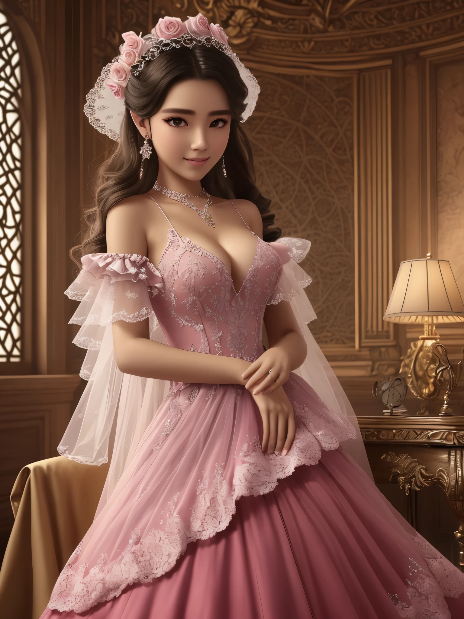 Beautiful princess i red dress, 18. century, realistick, 8k --auto --s2