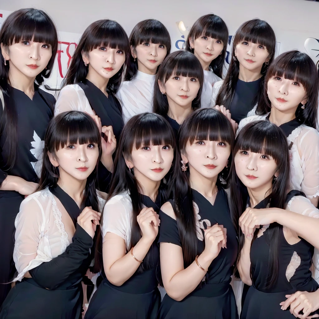 Raw photo、(((multiple girls))),((((6+girls)))),Women only、The same face、((matching school uniform))、12 years old、((A dark-haired)),Longhaire、レズビアンデート中のかわいい女子a junior high school student10人、a smile、In the street、selfee、same person、a junior high school student