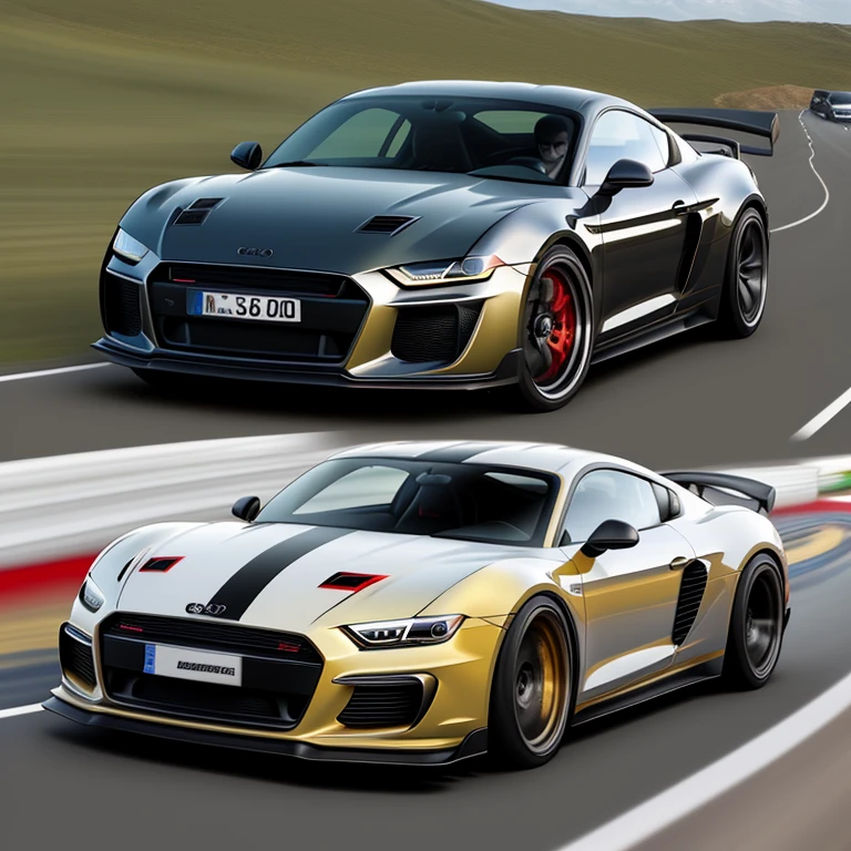 mashup porche carrera e mustang e audi r8