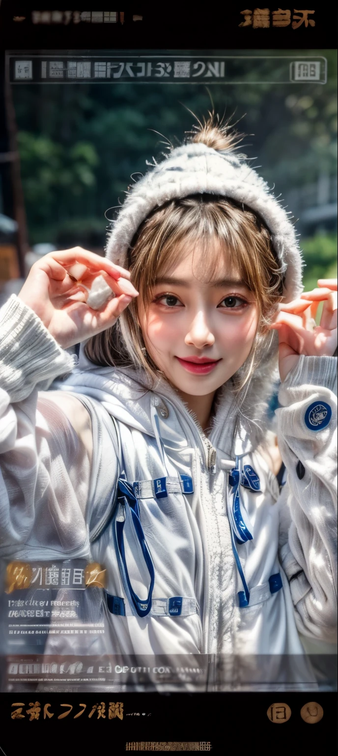 masterpiece、8K、32K、top-quality、(A detailed eye)、(A cute Japanese woman、bangss)、23years old、1 girl in、elegent、(Detailed background depiction、portlate:1.2)、Wearing a hood、牙