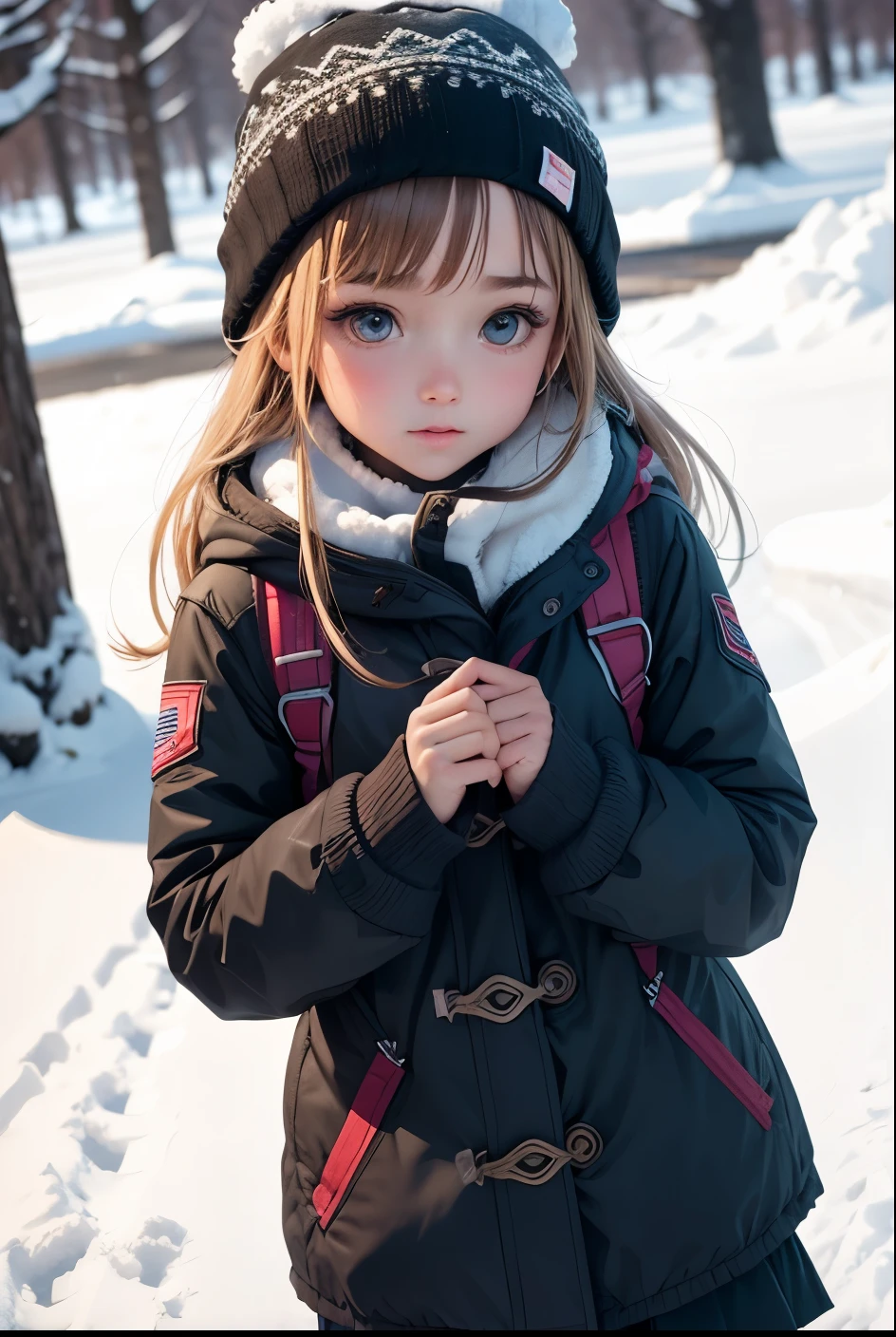 cute girl, Girl lost in the snow