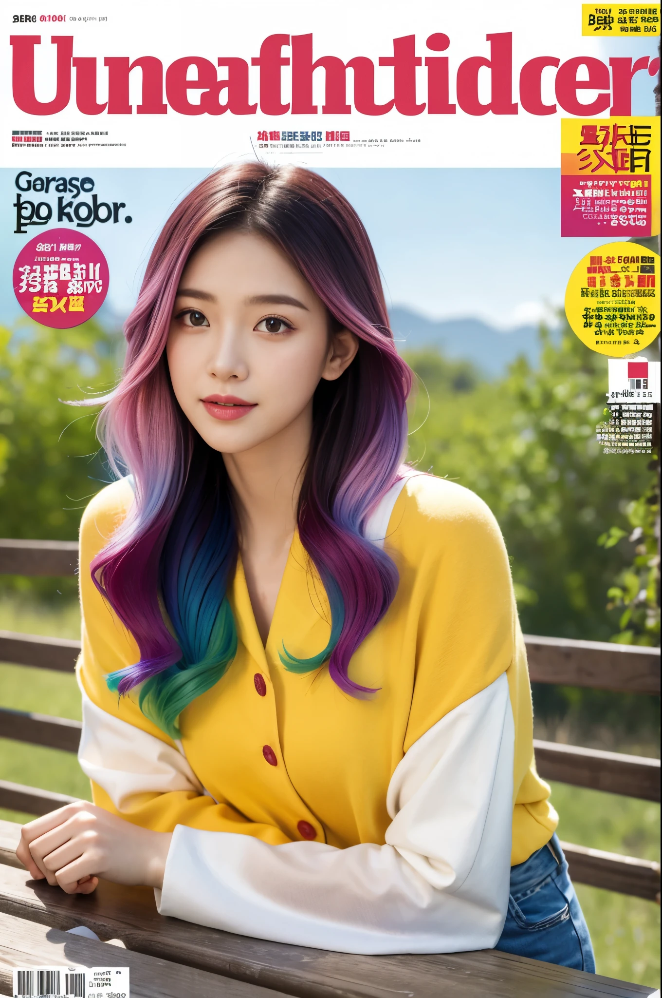 Flowing_contour biomechanical__cybernetic_airbrush___Strange__(((Japanese Harajuku style Fashion_(((colorful Magazine_cover)))__art_decor_Border)))__porcelain_and_Platinum / Futuristic Cyberpunk woman with porcelain skin, cybernetic implants.