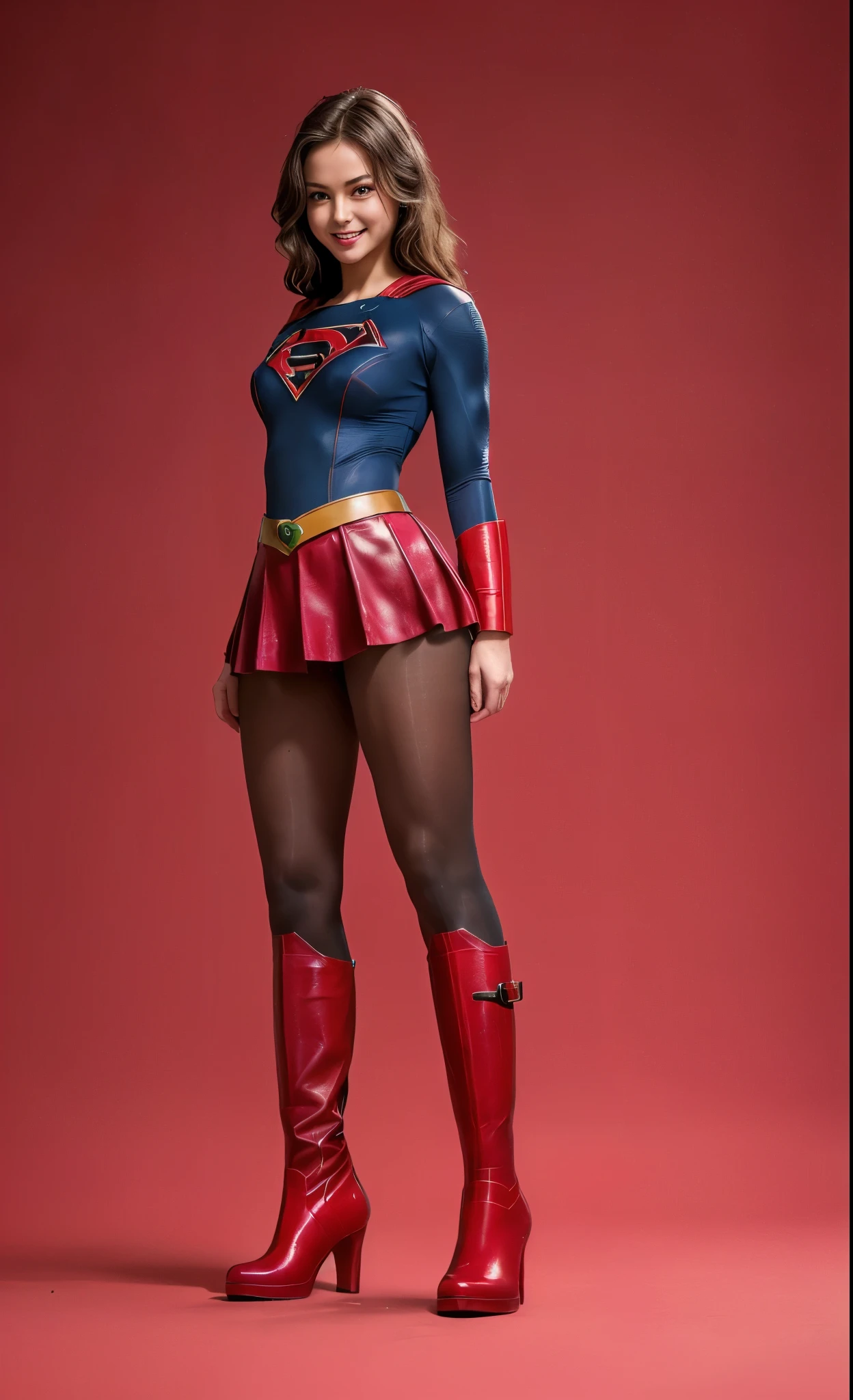 No background、Short-cut hairstyles、Suffering、Hung、Are sleeping、lying back on、(((Wear black tights on your beautiful legs.)))、(((Grow legs、tall、Legally express the beauty of your smile)))、((((Make the most of the original image)))、(((Supergirl Costume)))、(((beautiful hairl)))、(((Suffering)))、(((Feet must necessarily be worn with black tights)))、(((You need to wear red boots)))、((Top image quality、8K))、((top-quality、8K、​masterpiece:1.3))、(((Keep Background )))、Crisp focus:1.2、Beautiful woman with perfect body shape:1.4、Slender Abs:1.2、a wet body:1.5、Highly detailed facial and skin texture、8K