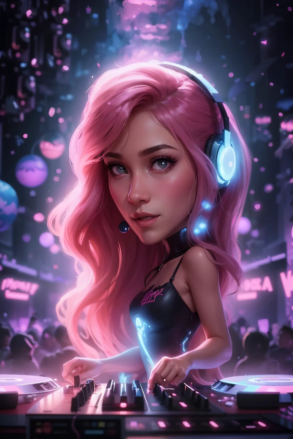 a cartoon girl dj playing music in a nightclub, background artwork, glowwave girl portrait, cartoon digital painting, fanart, stylized digital illustration, digital cartoon painting art, cartoon artstyle, cartoon digital art, jen bartel, digital art cartoon, alice x. zhang, dj sura, stylized digital art, official artwork, by Eddie Mendoza
