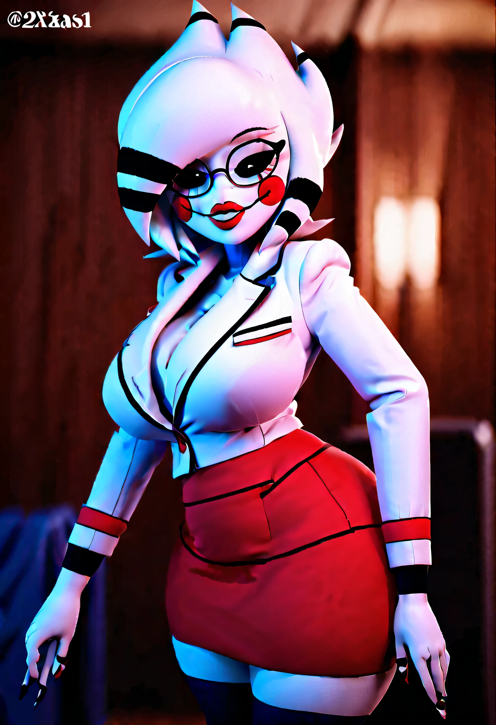 (best quality, masterpiece1.2), 1girl, solo, anthro, cally3d, marie, white hair, black eyes, white pupils, glowing pupils, red lipstick, teachers outfit, motherly aura, sexy, detailed, extreme detail, perfect lighting, 4k, ultra-fine painting, vivid colors, inviting pose, gentle face, schoolroom background,