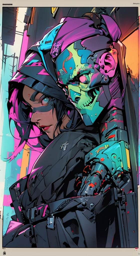 1_Color Portrait of a young man, Modern style, comic book, cyberpunk, future, colored fill, rich colors. Face tattoos, fashionable clothes, body devices.
2_The background depicts a majestic city of the future, an evening city, lights, illuminations, robots.
3_High image quality, 4K | Ultra HD | Full HD, cinematic comic book, 3D visualization _ in comic book style - linear stroke, color fill, high-quality stroke - a masterpiece, TOP computer graphics ART. 8K, , dark lighting, heavy shading. (vivid, anime, comic, creative, sharp focus, 8K). High detail of the drawing, lines, high quality background (cold tone shades, red, warm highlights, side lighting), Architecture, cyberpunk, futurism. Film grain, dust and airborne particles.