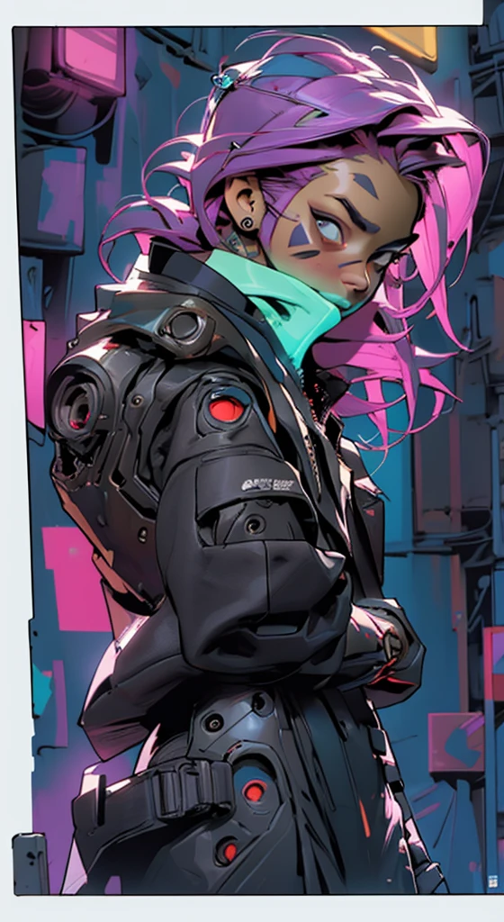 1_Color Portrait of a young girl, wery sexy ,Modern style, comic book, cyberpunk, future, colored fill, rich colors. Face tattoos, fashionable clothes, body devices.
2_The background depicts a majestic city of the future, an evening city, lights, illuminations, robots.
3_High image quality, 4K | Ultra HD | Full HD, cinematic comic book, 3D visualization _ in comic book style - linear stroke, color fill, high-quality stroke - a masterpiece, TOP computer graphics ART. 8K, , dark lighting, heavy shading. (vivid, anime, comic, creative, sharp focus, 8K). High detail of the drawing, lines, high quality background (cold tone shades, red, warm highlights, side lighting), Architecture, cyberpunk, futurism. Film grain, dust and airborne particles.