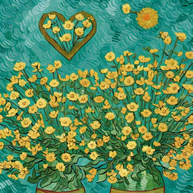 A heart with flowers, Van Gogh style