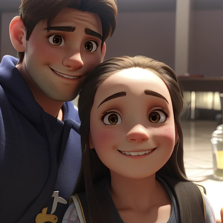 light man and brunette woman with straight hair are both smiling