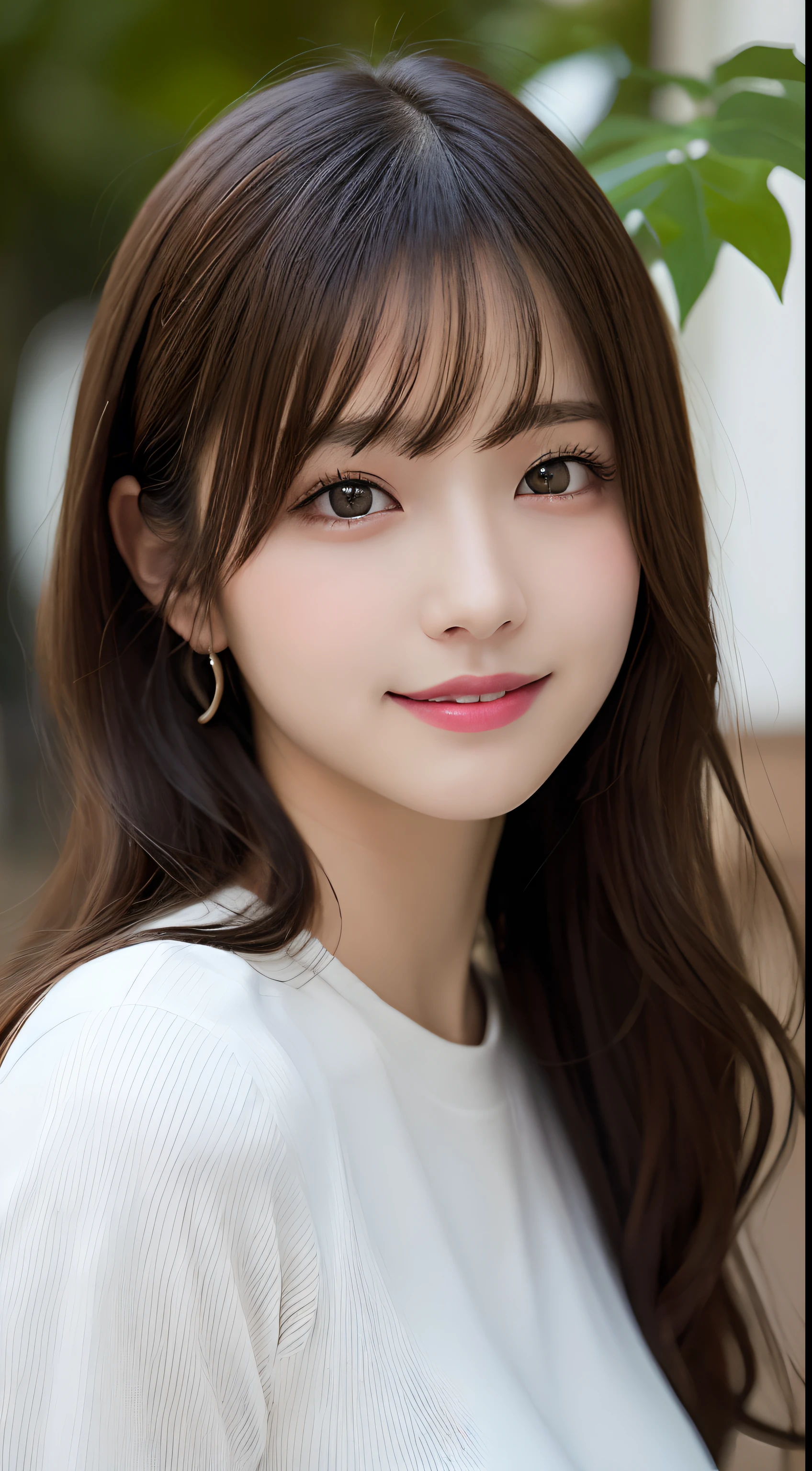 masutepiece, Best Quality, Illustration, Ultra-detailed, finely detail, hight resolution, 8K Wallpaper, Perfect dynamic composition, Beautiful detailed eyes, Women's Fashion🍂,Medium wavy hair,small tits、Natural Color Lip, Bold sexy poses,Smile,Harajuku、20 years girl、Cute、Sexy shot looking at camera、Slender body type