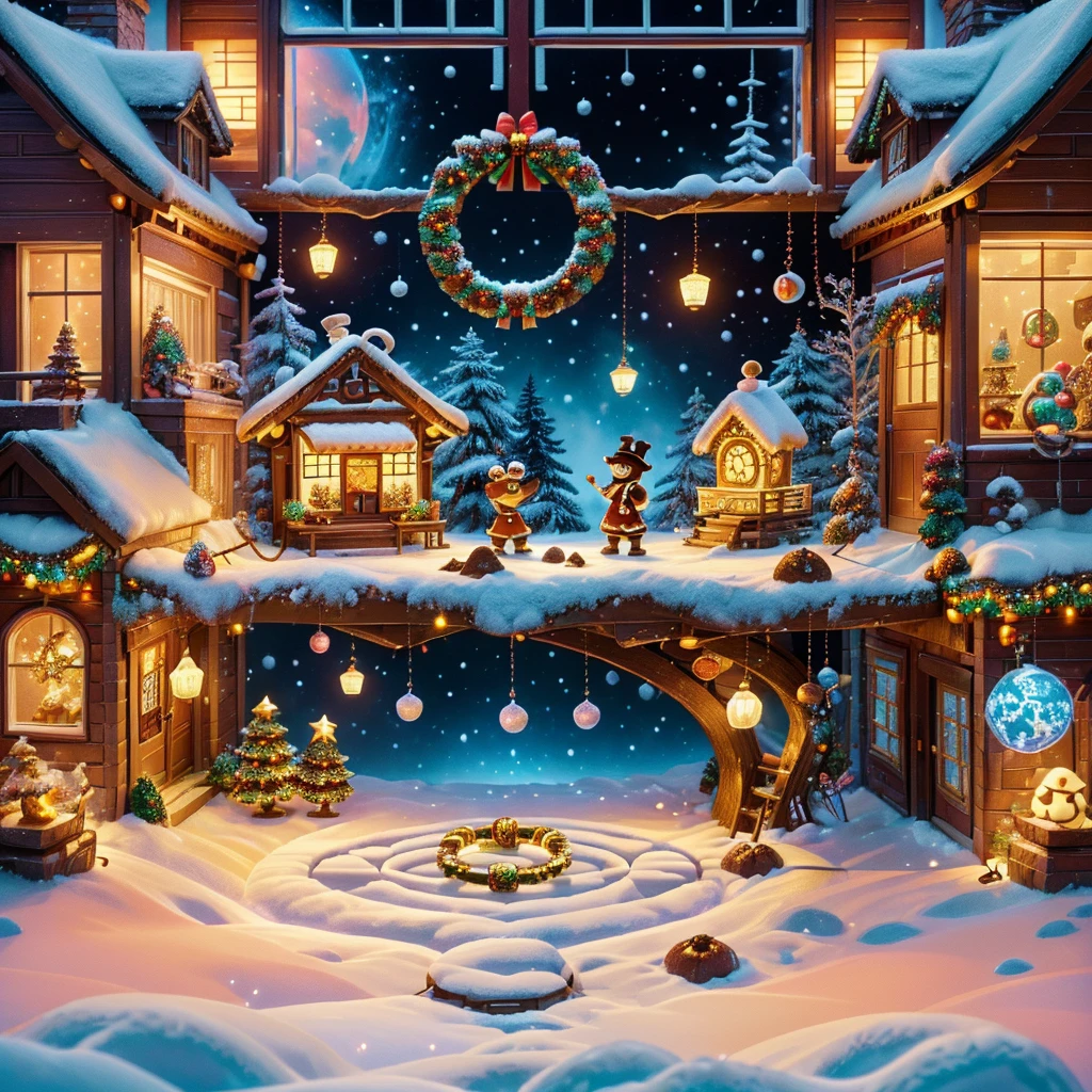 (tmasterpiece),(ultra - detailed:1.3),(Close-up: 1.8), Best quality,(棉花糖一样的白yuki:1.2),(Christmas courtyard in blue fairy tale:1.6),(蓝色门上圣诞decorationlower ring: 1.8),(suns),(((Delicious candies in front of the door,Christmas tree, gifts, Christmas stockings, cute gingerbread man,chocolate house splash))), Illustration style, decorations, Fantasy Christmas small courtyard, Lovely design style, yuki,rays of sunshine,vivd colour、 ((Whimsical and charming fantasy)), Surreal portrait, (Fantasy themed Christmas cabin), (Whimsical Christmas Accessories), (Colorful, Landscape full of candy), (enchanting, 神奇的Christmas tree), (A vibrant one, Candy-colored courtyard), (Candy Road), (blue candy door) in distance, (Like a mirror, 不对称tmasterpiece钟表配件), (Rich, fantasticcolors), (温暖的rays of sunshine), (four dimensional dream), (enchanting atmosphere), (Playful composition), (生动的rays of sunshine效果), 1.4x realism,hyper HD,Shown in this beautiful scene,(Very meticulous,Reasonable design,Clear lines,High- sharpness,tmasterpiece,offcial art,movie light effect,8K)