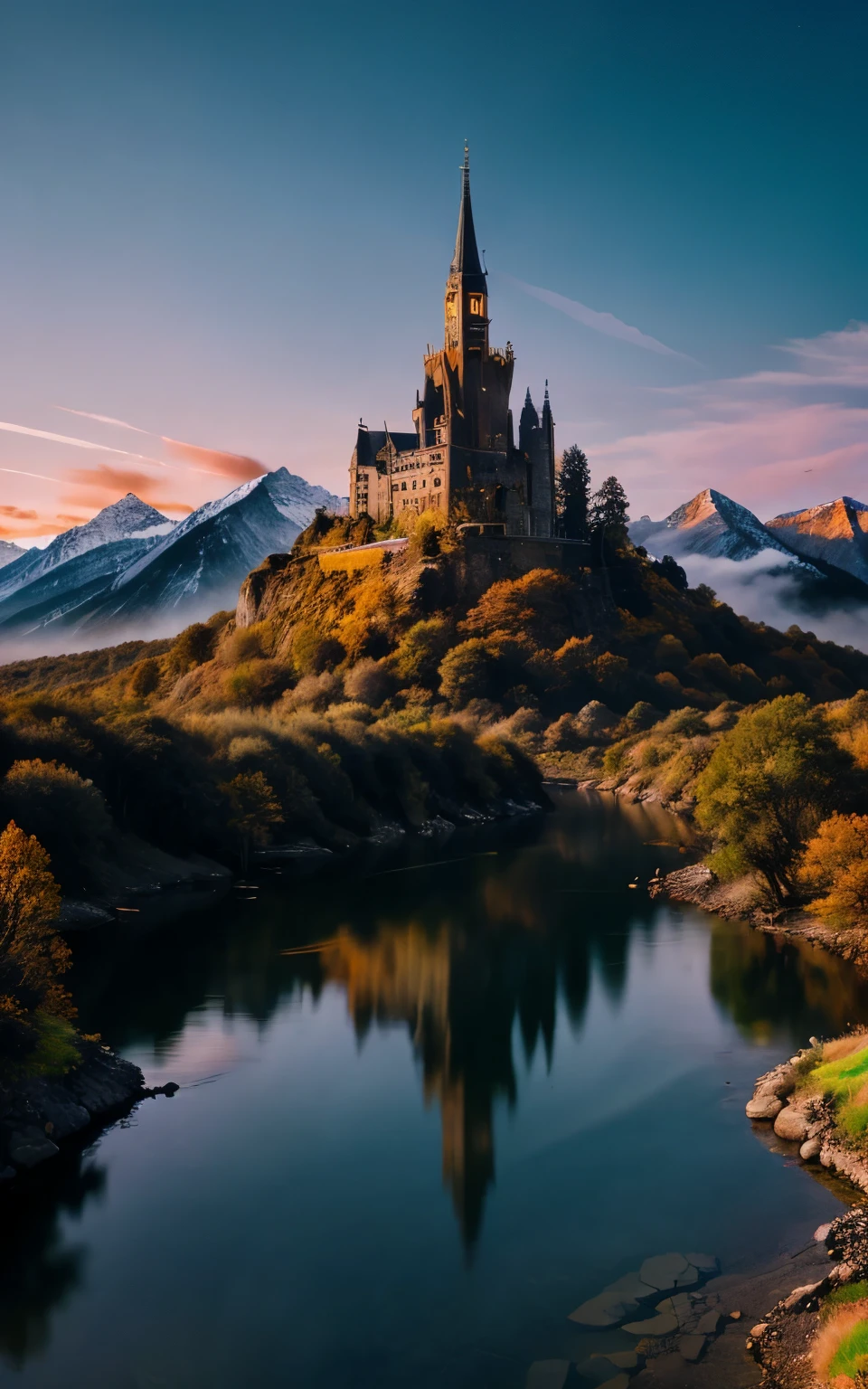 Create a fantasy landscape super colorful super detailed eight k