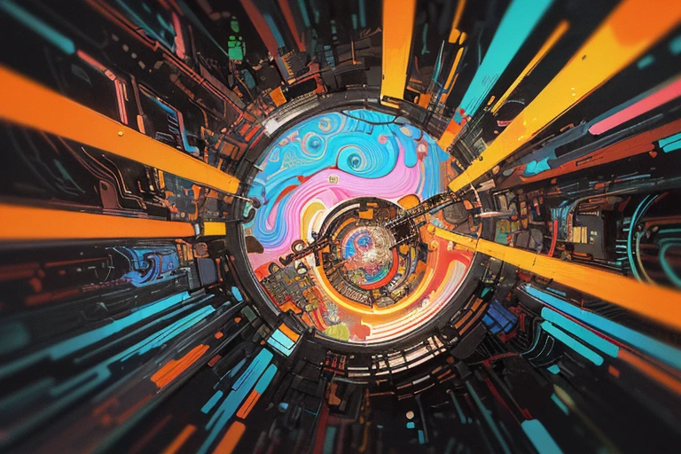 ((tmasterpiece,overdetalization, Complicated details, medium quality,illustartion)),a 1girl, 独奏,Psychedelia, Chaos, Strokes, abstraction, printed circuit board