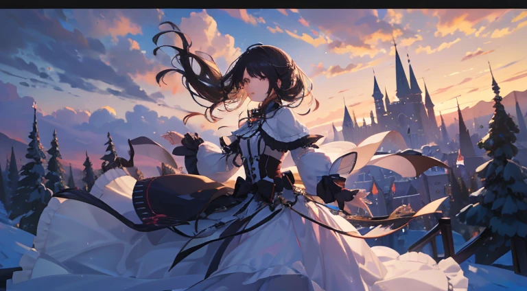 Kurumi Tokisaki, Multiverse, Color hybrid, detailed line, Incredible, super detaill, Extremely detailed, (High contrast: 1.11), the wind, Amazing, beautiful detail eyes, messy hair, (best light, extremely delicate and beautiful), ((cinema light)), (side glance: 1.3), 8K, Masterpiece, Best Quality, Stills from films, 1girl, soaring in the sky, Interlaced Clouds, Clouds, (a closeup of a: 1.1), Bright, Happy, Funny, soft-lighting, (bauhaus, Form, lines, abstraction: 1.1) official arts, Unity 8k壁纸, ultra detail, Beautiful and beautiful, Masterpiece, Best Quality, (Dynamic Angle: 1.4), Romantic DOF Exotic_Dance, PerfectNwsjMajic, (Masterpiece, Top Quality, Best Quality, official arts, Beauty and Aesthetics: 1.2), highest detailция, Colorful, highest detail, snowscape, Castle Snezhinka, lich, Dark clothes, glowing eyes, Drifts, the trees, Dramatic and creepy atmosphere, snowscape, Castle Snezhinka ,lich,Dark clothes , glowing eyes,Drifts, the trees,Dramatic and creepy atmosphere
