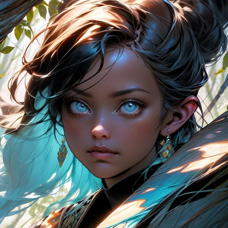 (melhor qualidade,alto,ultra-detalhado,Realistic:1.2) Quadrinhos americanos detalhados e coloridos, Comic books with jagged panels showing The Mystery of the Enchanted Forest. usando vibrante, Exaggerated colors to accentuate illustrations. The characters are highly detailed and expressive, with intricate facial features and expressive eyes. The scenes depict a dense and mysterious forest with magical elements and hidden creatures. Add depth to the composition with dynamic perspectives and dramatic angles. The art recalls traditional comic book illustrations, com uma mistura de linhas arrojadas e sombreamento realista. Experience unique textures and patterns to create a visually captivating experience. Incorporate visually striking speech balloons and sound effects to enhance storytelling. Lighting is dramatic, projetando sombras intrigantes e destacando elementos-chave.