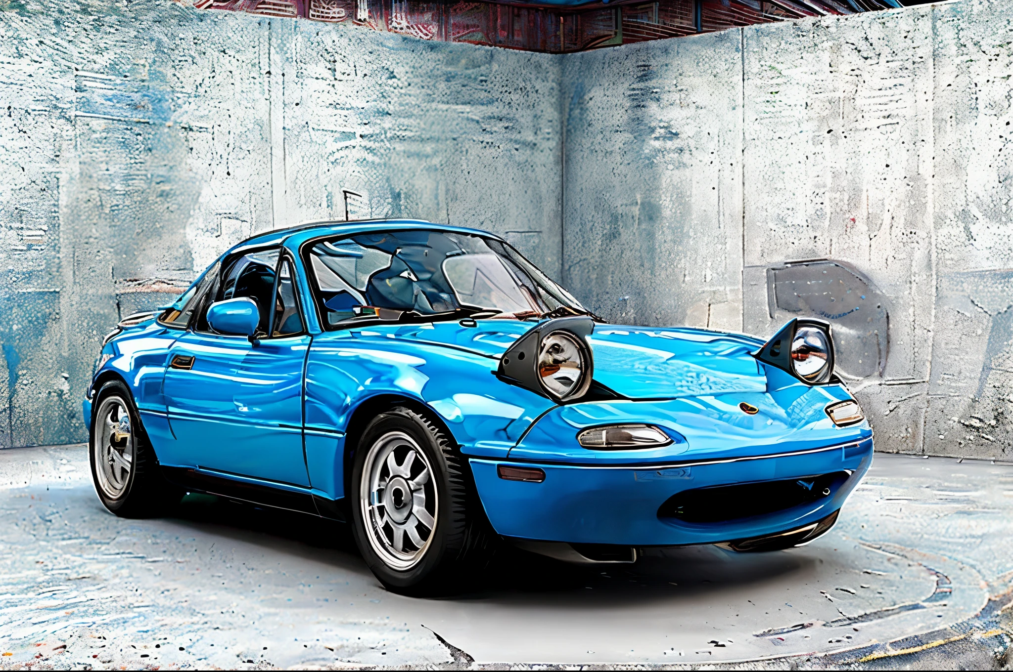 The Allafard Blue Porsche 964 is parked in front of the garage, Highly detailed hyperreal retro, Porsche 964, Porsche 964,, Ultra-detailed 3D rendering, Ultra-detailed 3D rendering, Porsche 964, 3D Ultra-Realistic Rendering, veranda, hyper realistic rendering, hyper realistic 3 d render, hyper real render,Mender,broad body,tailed,Porsche 964