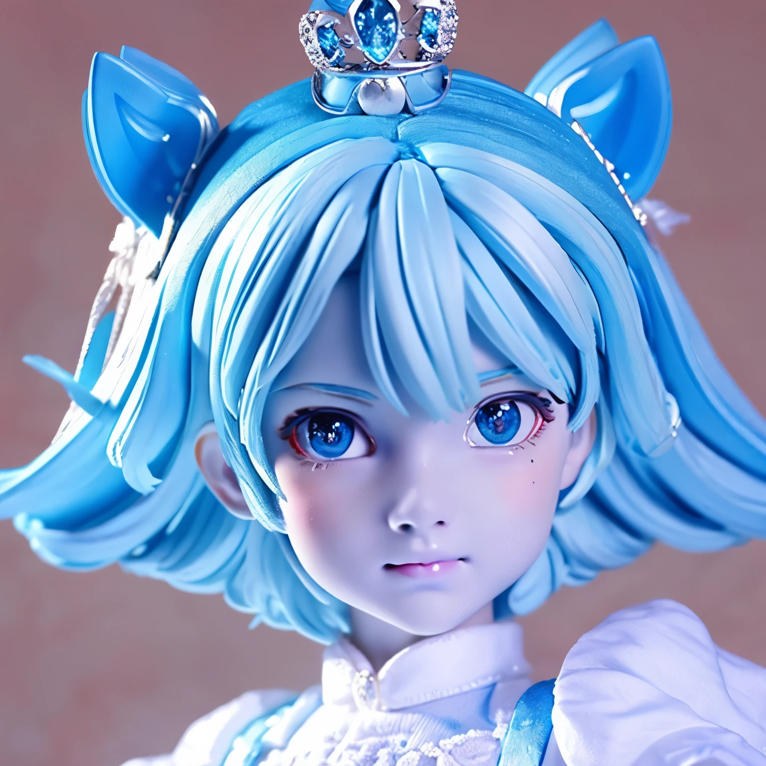 blue eyess、*********** with white hair。Hairstyle is wolf cut。Princess figure。