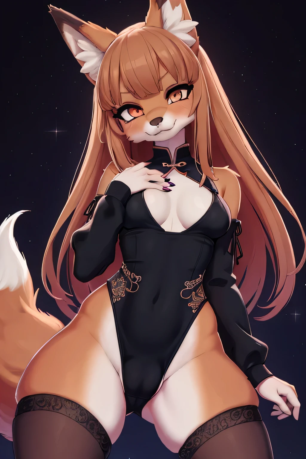 futa girl in a string bikini with a fox tail, female furry mini cute style, holo is a wolf girl, dress, furry brown body!!, holo if a wolf girl!!!, furry, fox tail, swimsuit, furry art!!!, small curvy loli, Camel toe is very obvious, The nipple contour is pronounced, small breast, fishnet stockings wrap the thighs, absurdly long hair, erotic, Sci-fi, (small breast), beautiful clothes , Lace, lace trims, lace clothing, lace clothing thick thighs!!, china dress, futa, , transgender, intersex