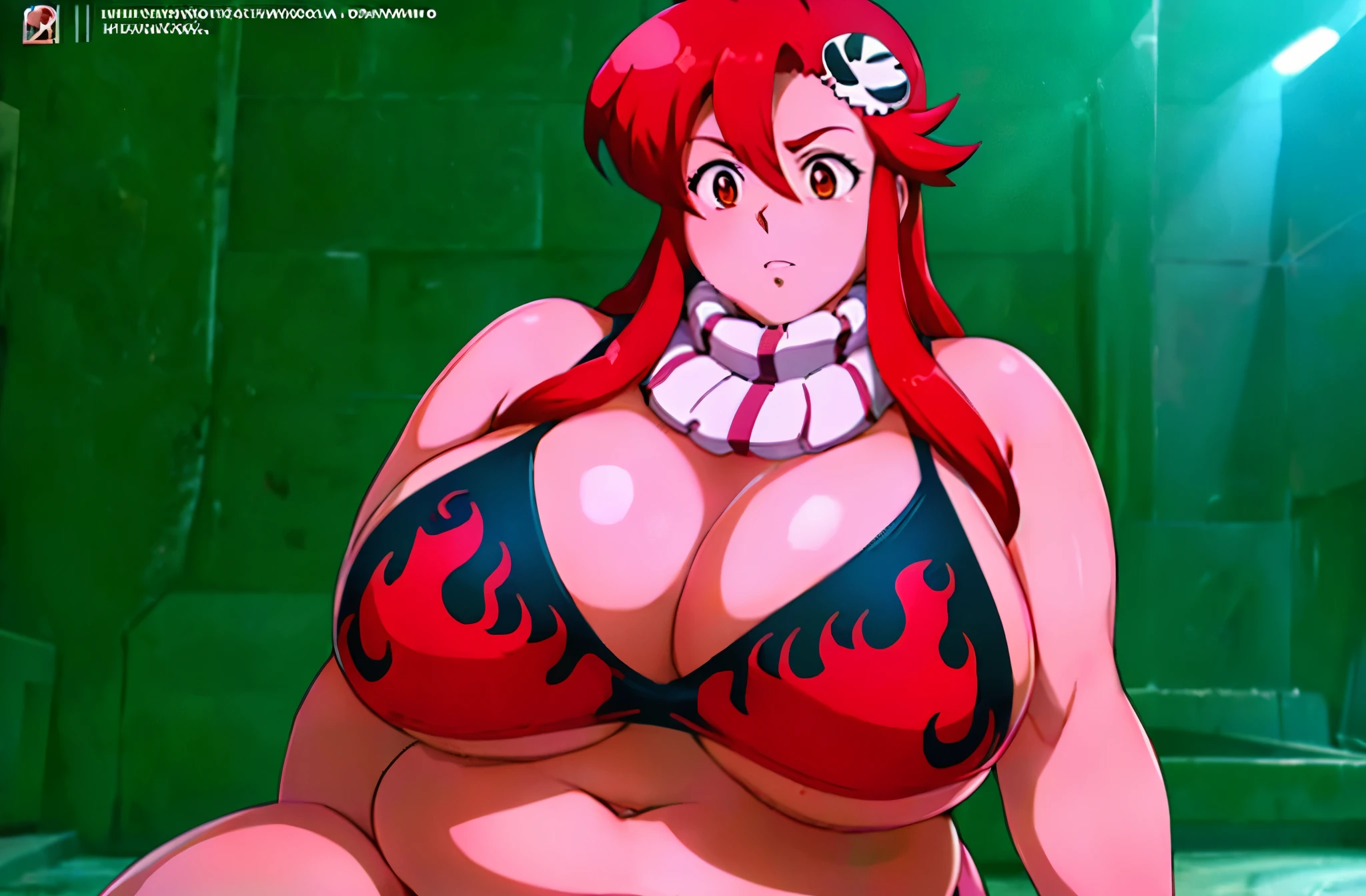 Yoko Littner, default clothes, horny, muito gordo, (quadris largos:1.3), coxas enormes, grossas e macias, SSBBW, muito gordo flabby arms, realistic lighting, High detail, Qualidade HD, Rosto detalhado, sombreamento realista, rolos de gordura, massive size, gigantescos enormes seios transbordando de gordura, massive cleavage, Peso pesado, plussize, everything is fat, textura macia, olhos grandes bonitos, semi-realista, Dynamic angle, pattern clothes