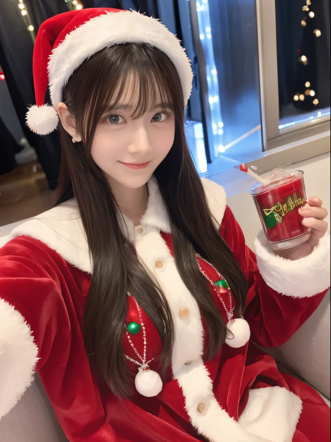 christmas image、santa clothes、top-quality、masutepiece、masterpiece、Colorful long hair、femele2a person、