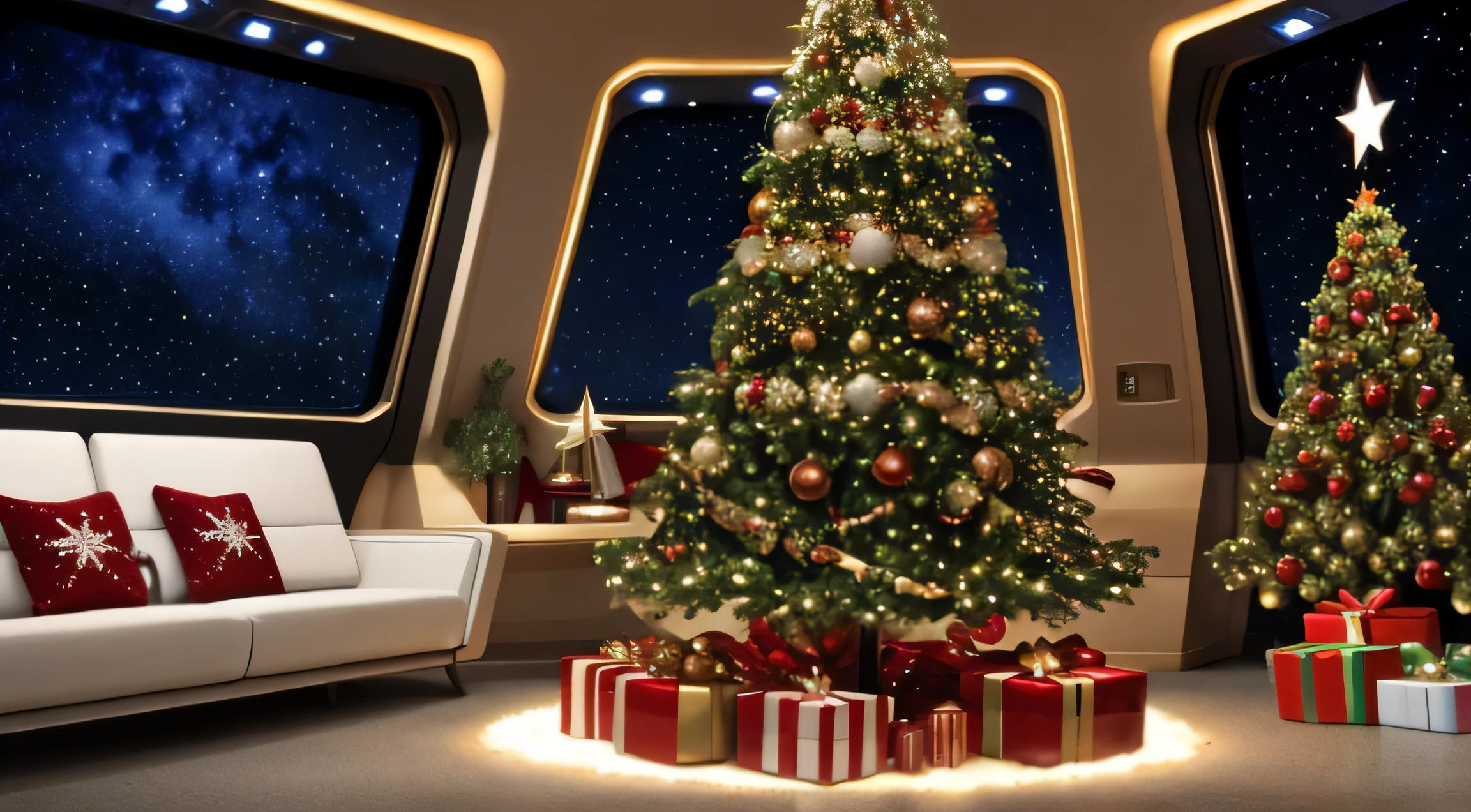 Alexandra Daddario,Avril Lavigne,Taylor Swift (1 sola mujer) 30 year old elegant elf. , orejas y nariz de elfo , with star wars style space suit and christmas hat