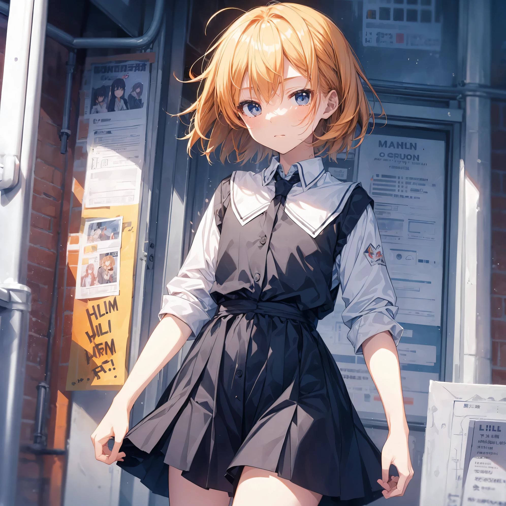 Super high quality by the art god, Ultra-detailed, High resolution, Shinkai Makoto style, anime moe art style, best anime 8K konachan wallpaper, Pixiv Contest Winner, Perfect Anatomy, BREAK,(Please draw a sleepy girl going to school alone.. ),BREAK, 1girl in, (Solo,Lori,,13yea:1.3),Full limbs, complete fingers,a junior gynous attraction, (Very short hair), hair messy, flat chest, Small butt, groin, Small eyes,Beautiful detailed black eyes, Well-proportioned iris and pupils, disgusted eye, High resolution detailed hair, School uniform, Skirt, On the way to school. BREAK,Ultra-detailed細なスキン, Best lighting by famous artists, 8K,Cute illustration,