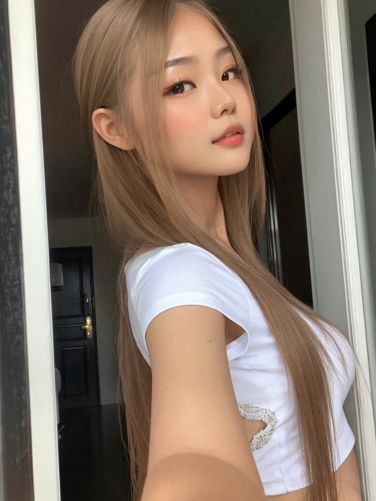 a close up of a woman com cabelos longos and a white shirt, Asian girl, beautiful Asian girl, Asian girl com cabelos longos, 18 anos, com cabelos longos, Asian face, Lalisa Manobal, young Asian girl, asian features, 1 6 anos, Xision Wu, Menina chinesa, gorgeous chinese model, young cute wan Asian face