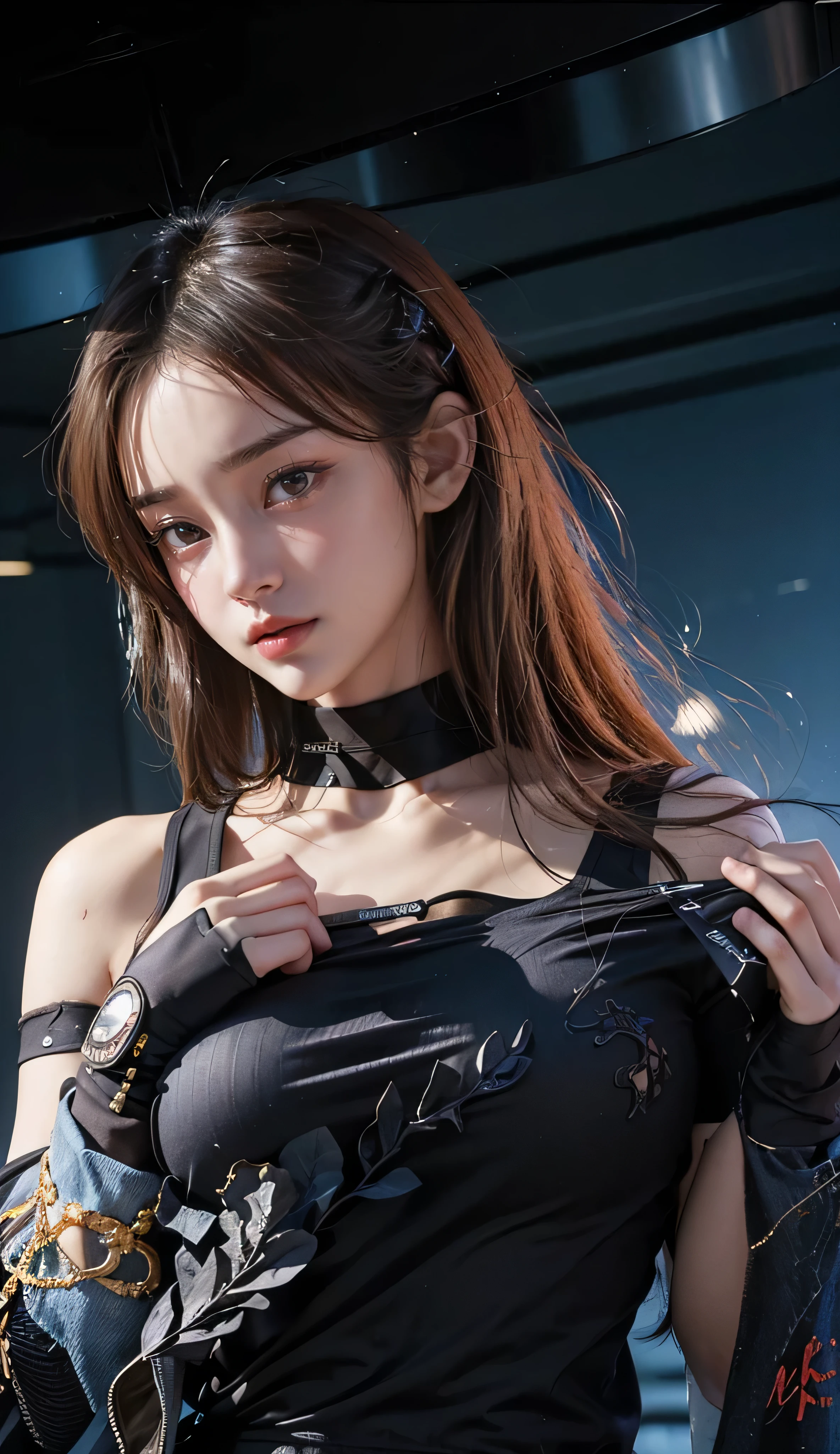 ((Transcendent Cute Beautiful Girl)), (Beautiful breasts, Cleavage), (Small beautiful butt), Thin thighs, (Tight waist), (Baby Face:1.5), (Small and slender figure), (Slender body line), (Perfect Anatomy:1.2), ((Cyberpunk Room:1.2)), (((China dress))), (Highest quality, 8K, masterpiece:1.2), (Sexy expression:1.3, blush:1.2), Smooth body, Ultra-detailed, Beautiful details, (Short pigtails), (Detailed eyes and face:1.2), (Detailed hands)