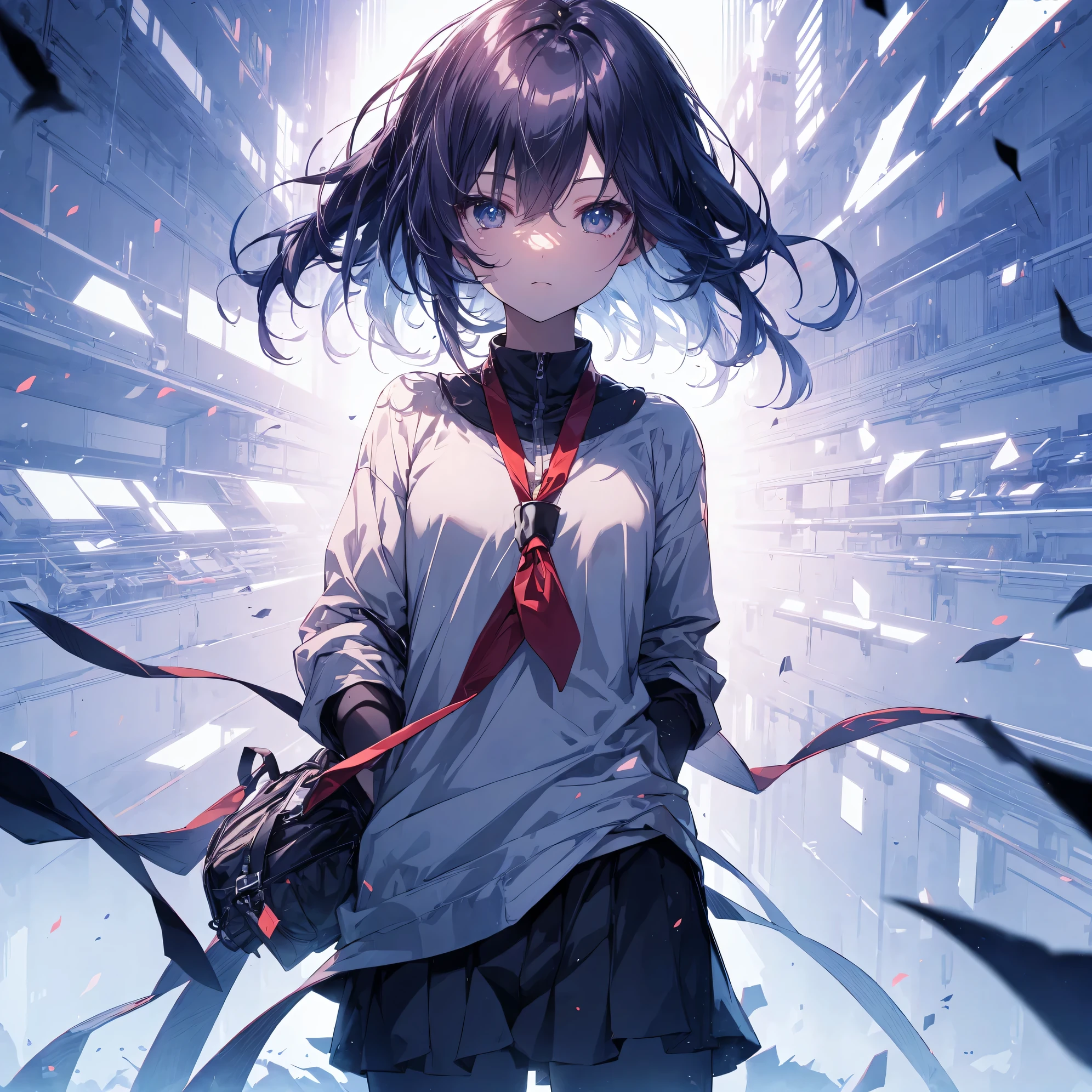 Super high quality by the art god, Ultra-detailed, High resolution, Shinkai Makoto style, anime moe art style, best anime 8K konachan wallpaper, Pixiv Contest Winner, Perfect Anatomy, BREAK,(Please draw a sleepy girl going to school alone.. ),BREAK, 1girl in, (Solo,Lori,child,13years:1.3),Full limbs, complete fingers,a junior high school student, Androgynous attraction, (Very short hair), hair messy, flat chest, Small butt, groin, Small eyes,Beautiful detailed black eyes, Well-proportioned iris and pupils, disgusted eye, High resolution detailed hair, School uniform, Skirt, On the way to school. BREAK,Ultra-detailed細なスキン, Best lighting by famous artists, 8K,Cute illustration,