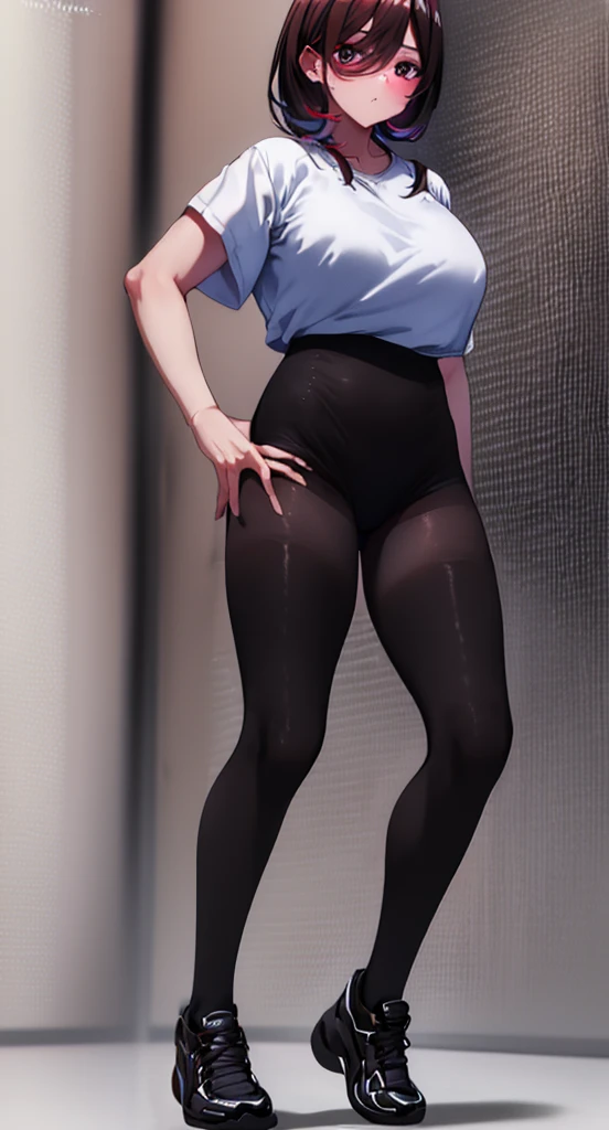 Detailed character sheet, Front view, Side view, full body, Oblique view, with a white returnground, show women, 30 years old, Slim figure, Toned thighs, Tight round ass, Low angle shot, From below, The seat includes different angles, and Side views, Model and Reference Sheets, Full body painting. The ratio is based on 7.5 Head Scale.