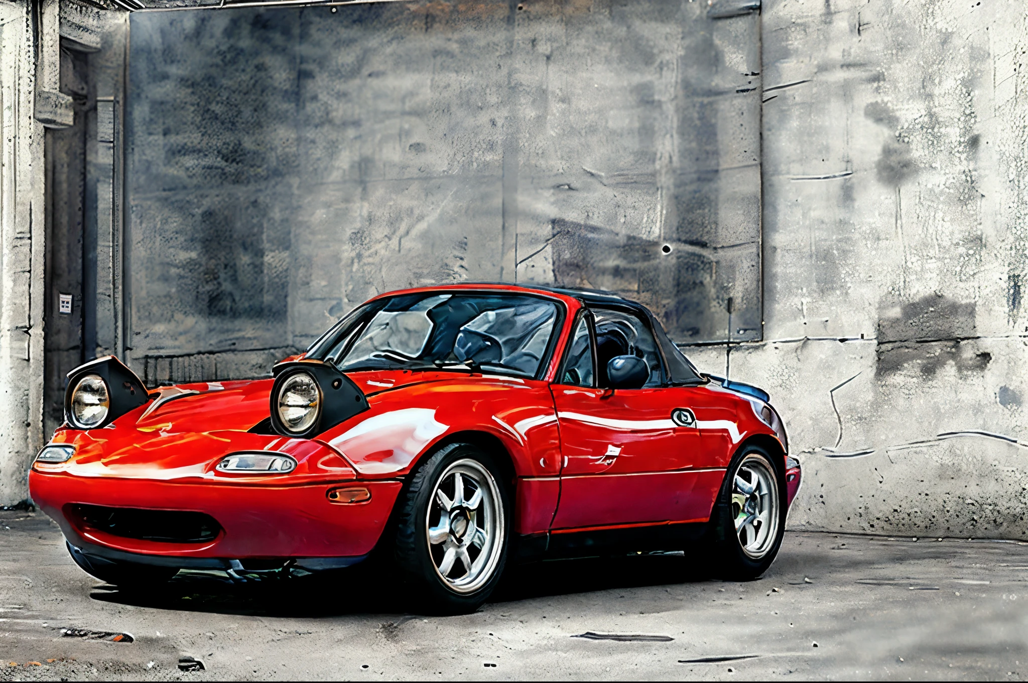 The Allafard Blue Porsche 964 is parked in front of the garage, Highly detailed hyperreal retro, Porsche 964, Porsche 964,, Ultra-detailed 3D rendering, Ultra-detailed 3D rendering, Porsche 964, 3D Ultra-Realistic Rendering, veranda, hyper realistic rendering, hyper realistic 3 d render, hyper real render,Mender,broad body,tailed,Porsche 964,red body color,