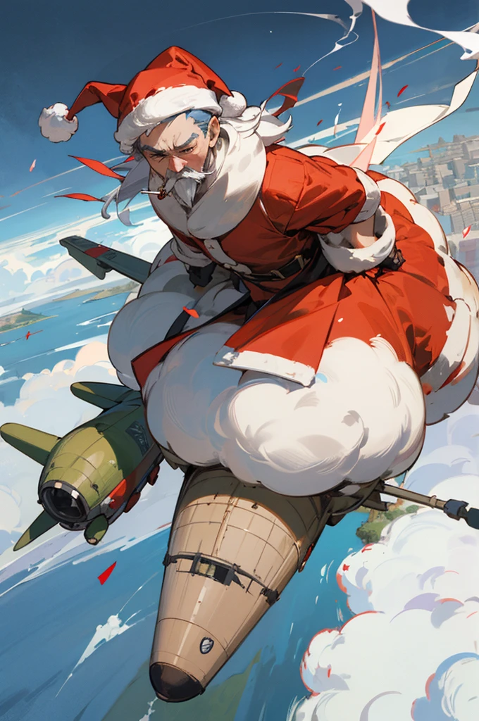 santa claus grandfather natta 深natta Fly over the city natta景 bomb karo bomber aerial bombing smoking tobacco