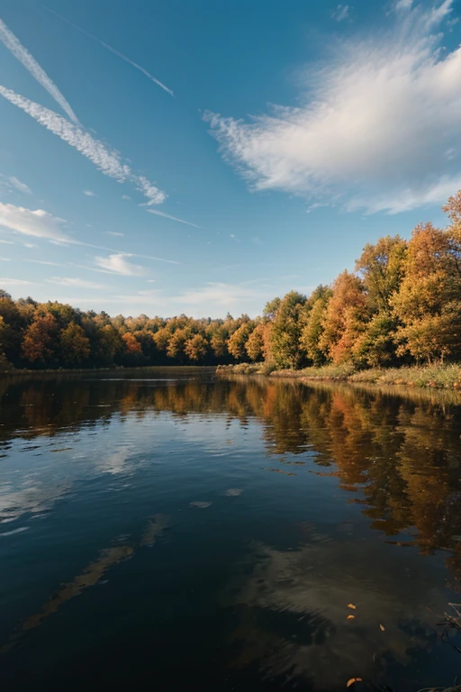 Autumn water grows together with the sky