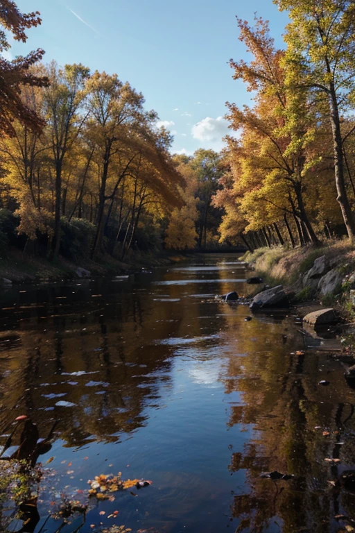 Autumn water grows together with the sky