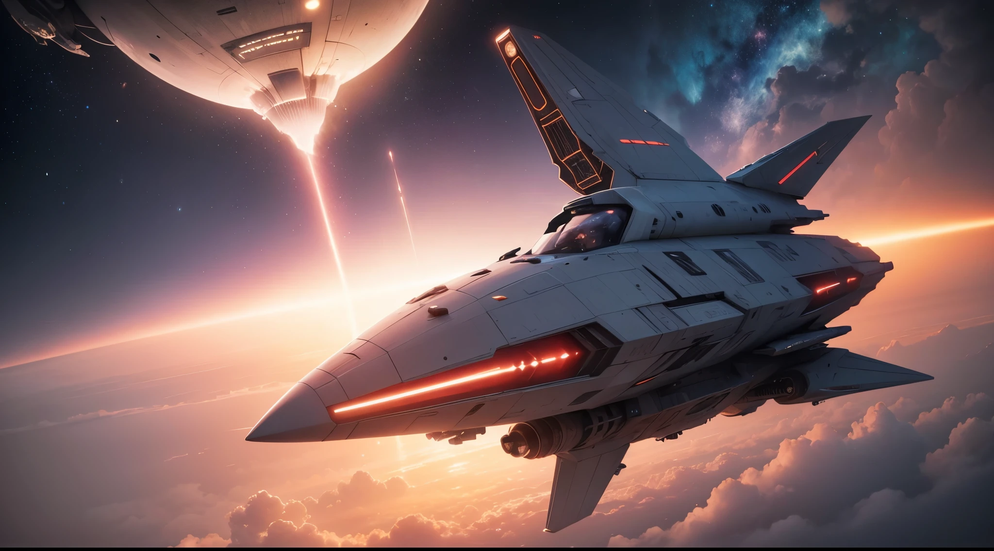 nave espacial volando sobre una superficie rocosa con un planeta al fondo, Nave espacial SCI - FI en combate, Nave espacial SciFi, Aterrizaje de naves espaciales, Nave espacial futurista, Nave espacial futurista, Science fiction spaceships, Arte conceptual de la nave espacial,science fiction images, science fiction images, Awesome sci-fi concept art, sci-fi concept art, sci-fi concept art, Render 3D HHD 8K, imagen hyper realista, real photograph, cinematography lighting, planeta rojo