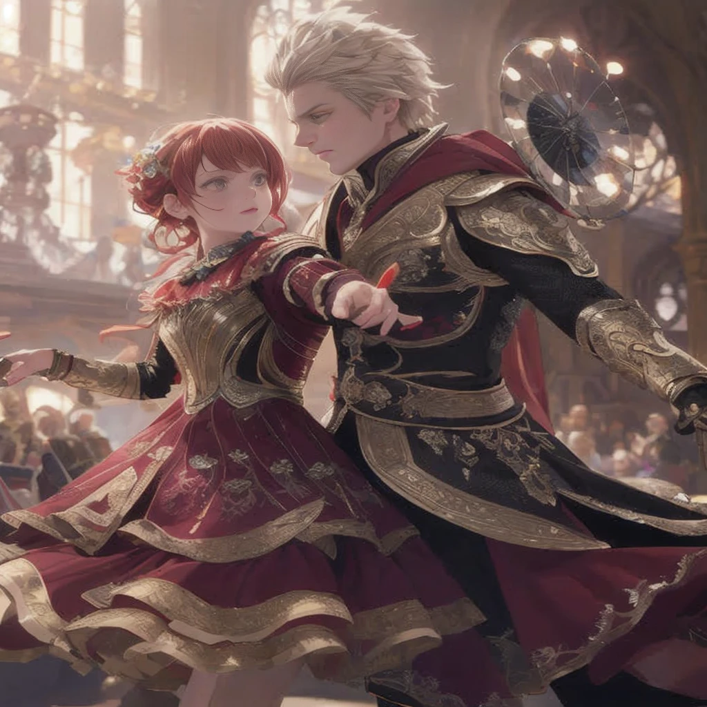 Anime - style image of a dancing couple wearing medieval clothes, wlop and sakimichan, guweiz on artstation pixiv, guweiz on pixiv artstation, 8k high quality detailed art, shadowverse style, Trending on ArtStation pixiv, tuomas korpi and wlop, artwork in the style of guweiz